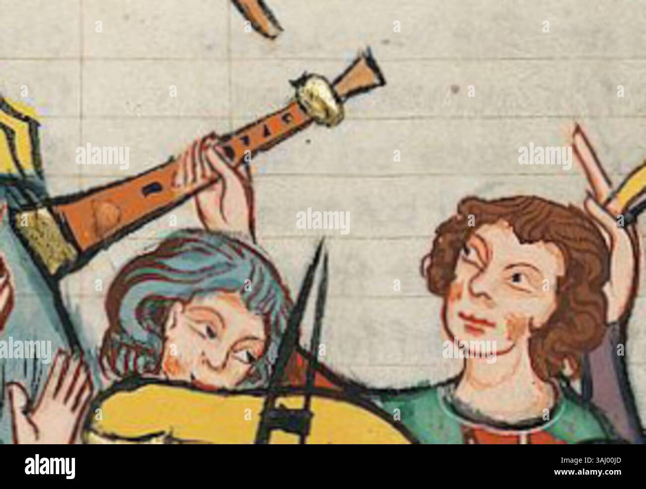 Il Codex Manesse, un manoscritto medievale, illustra un scialle, uno strumento a fiato, nella sua rappresentazione della vita e della cultura del XIV secolo. Heinrich Frauenlob e i suoi contemporanei contribuirono alla sua creazione. Foto Stock