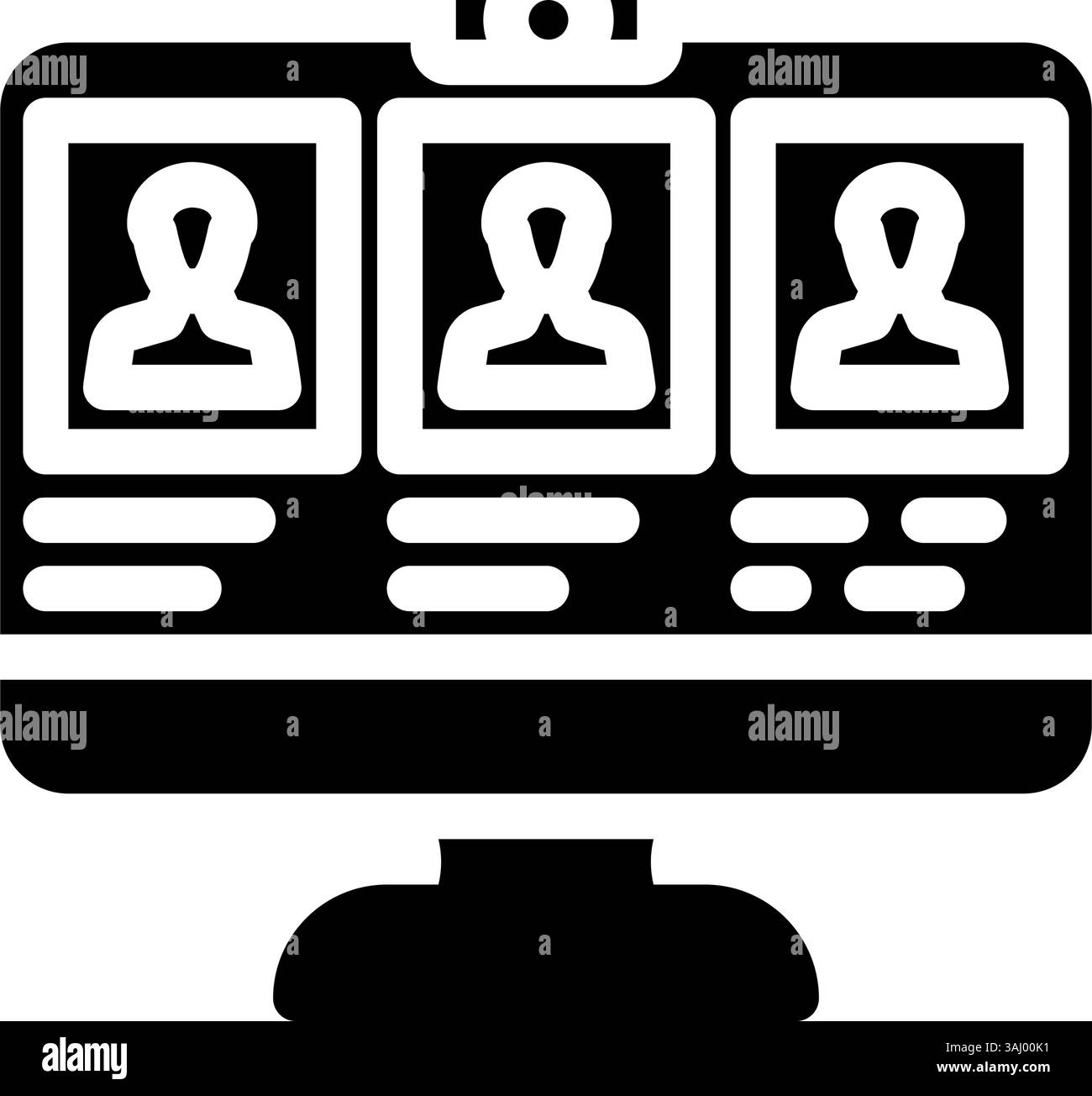 illustrazione vettoriale icona glifo della piattaforma di apprendimento online in classe virtuale Illustrazione Vettoriale