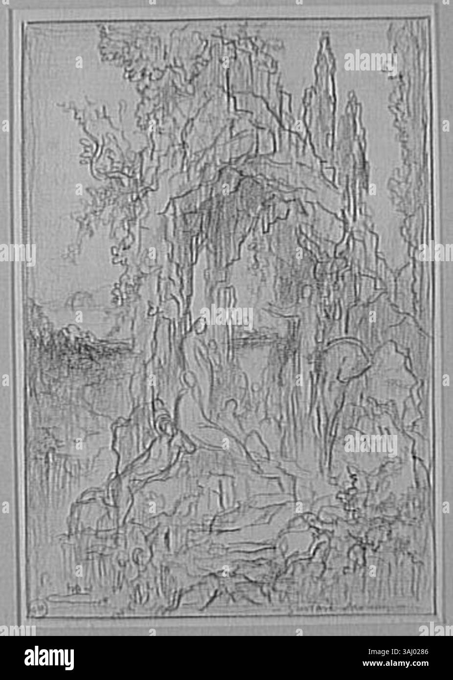 Questo studio di "le Poète indien" di Gustave Moreau cattura la figura di un poeta indiano, concentrandosi sulla rappresentazione della forma umana, del gesto e degli elementi culturali all'interno della composizione artistica. Foto Stock