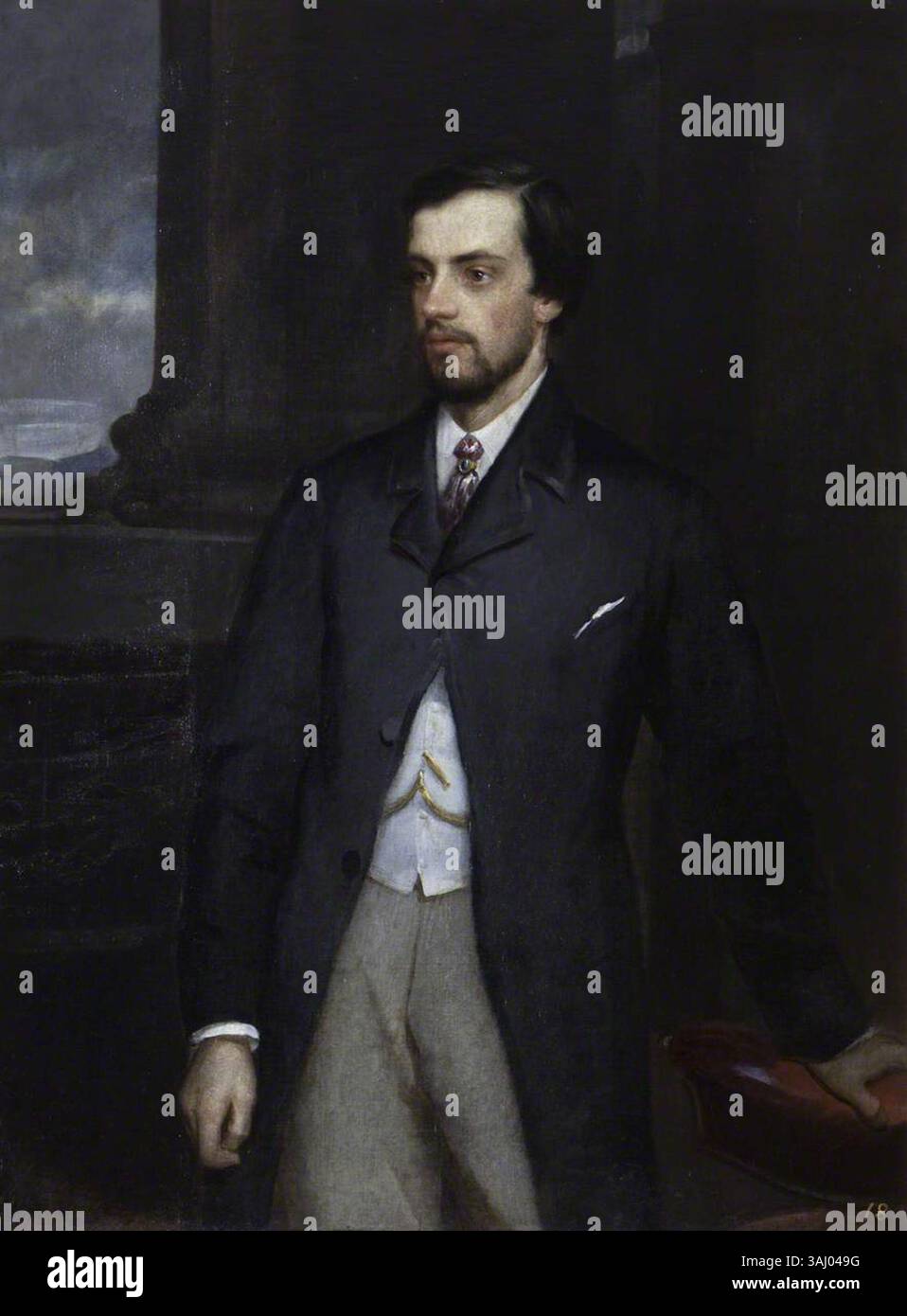 Questo ritratto del 1855 di Sir Harry Foley Vernon, i baronetto, lo cattura in una posa dignitosa. L'opera d'arte a olio su tela riflette il suo status di importante politico britannico del XIX secolo. Foto Stock