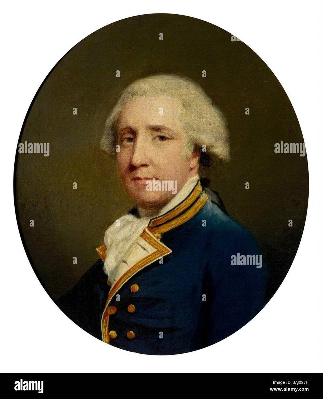 Questo ritratto dell'ammiraglio Sir Benjamin Caldwell (1737-1820), dipinto da R. Horne nel 1784, mostra l'ufficiale navale britannico in uniforme completa, rappresentando la forza militare e il patrimonio navale della Gran Bretagna del XVIII secolo. Foto Stock