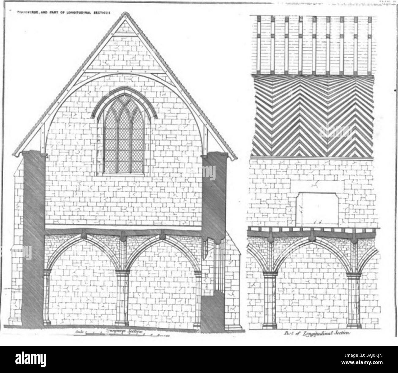 Il titolo mostra i piani architettonici e le elevazioni dei Lincoln Greyfriars progettati da James Fowler nel 1851. Il lavoro si concentra sul layout e la struttura dell'edificio Greyfriars, sottolineando i dettagli architettonici e le intenzioni di progettazione. Foto Stock