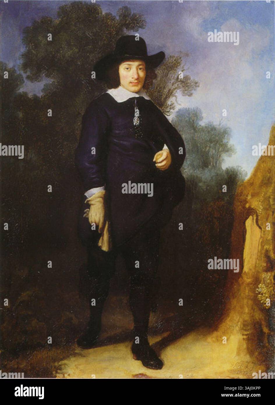 Questo ritratto del 1636 di Govert Flinck mostra Dirck Jacobsz Leeuw, catturando la somiglianza del mercante olandese. Il lavoro a olio su tela dimostra la maestria di Flinck nella ritrattistica realistica e nella rappresentazione della società olandese. Foto Stock