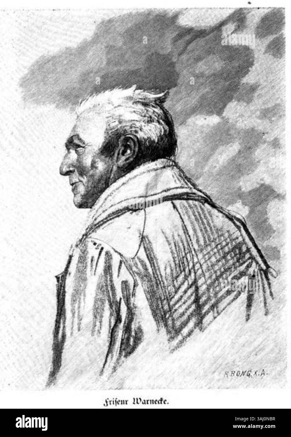 Il ritratto di Franz Krüger del 1830 circa di Johann Friedrich Warnick, una figura degna di nota dell'epoca, riflette la maestria dell'artista nel catturare dettagli tratti del viso ed espressioni a matita su carta. Foto Stock