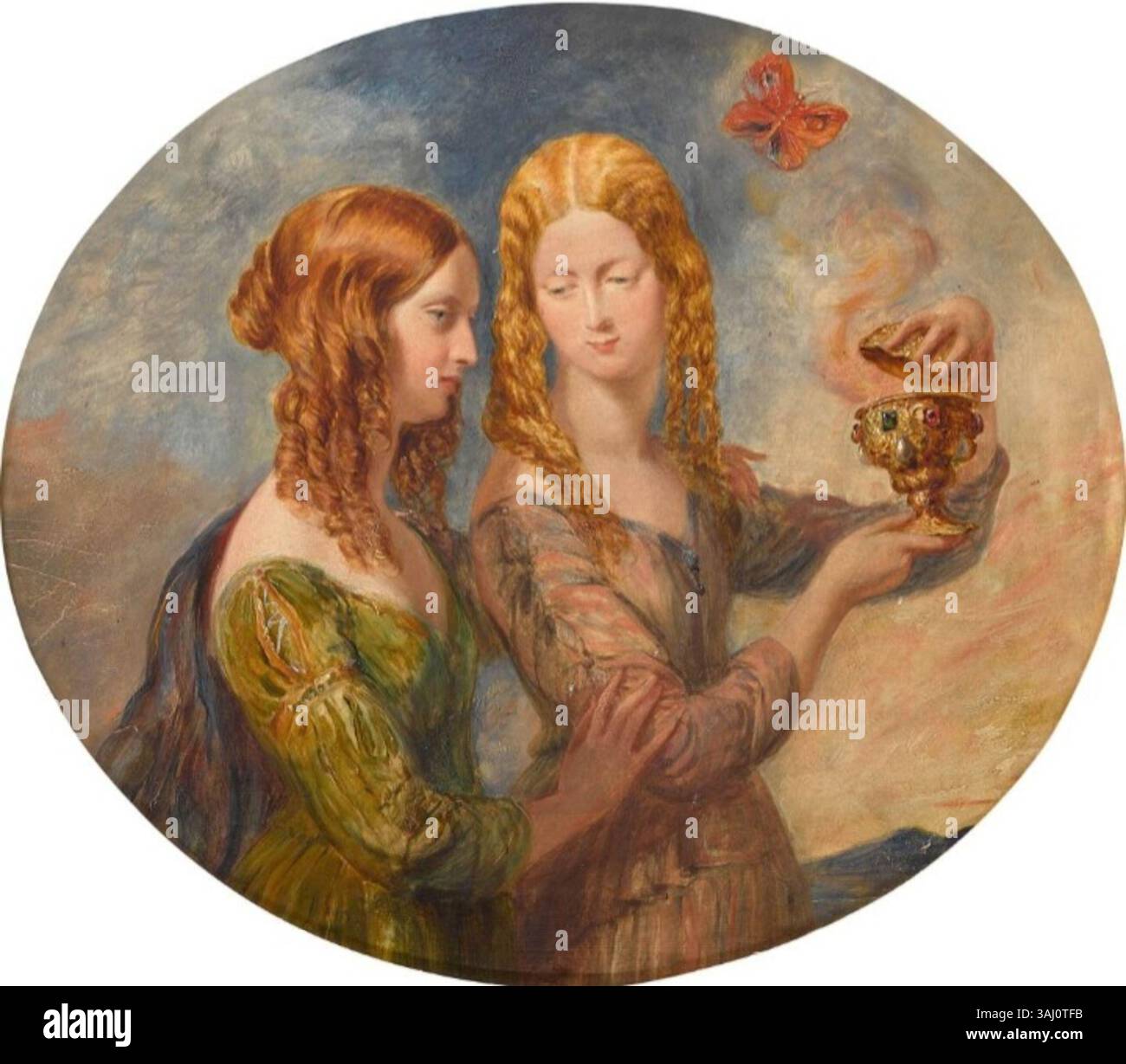 Ritratto di Eleanora (1820-1847) e Constance Paget (1823-1878), figlie di Henry Paget, II marchese di Anglesey. Questa opera d'arte, creata nel 1841 da Sir George Hayter, cattura le sorelle aristocratiche. Foto Stock