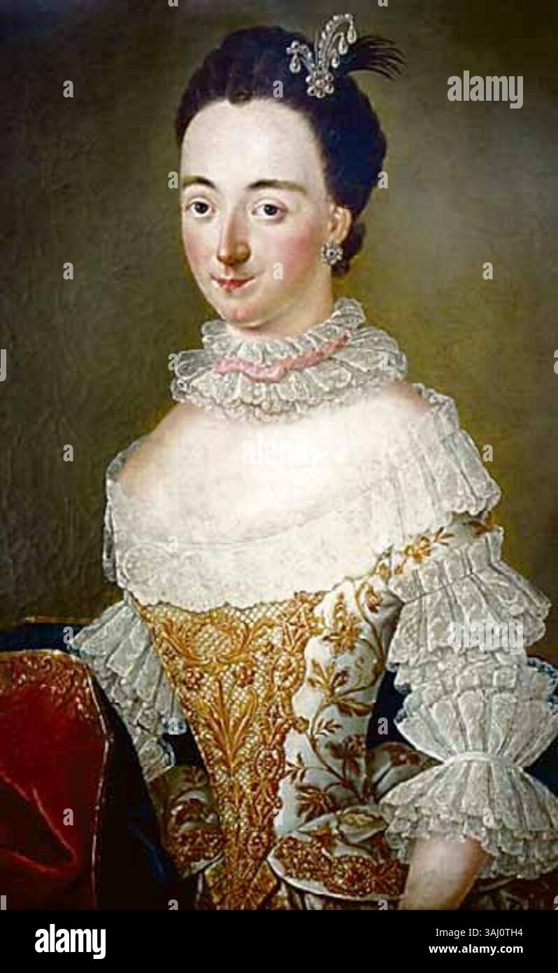 Ritratto della principessa Carolina Guglielmina Sofia d'Assia-Kassel, circa XVIII secolo. Il ritratto è conservato al castello di Zerbst, raffigurante la principessa, moglie di Federico Augusto di Anhalt-Zerbst. Foto Stock