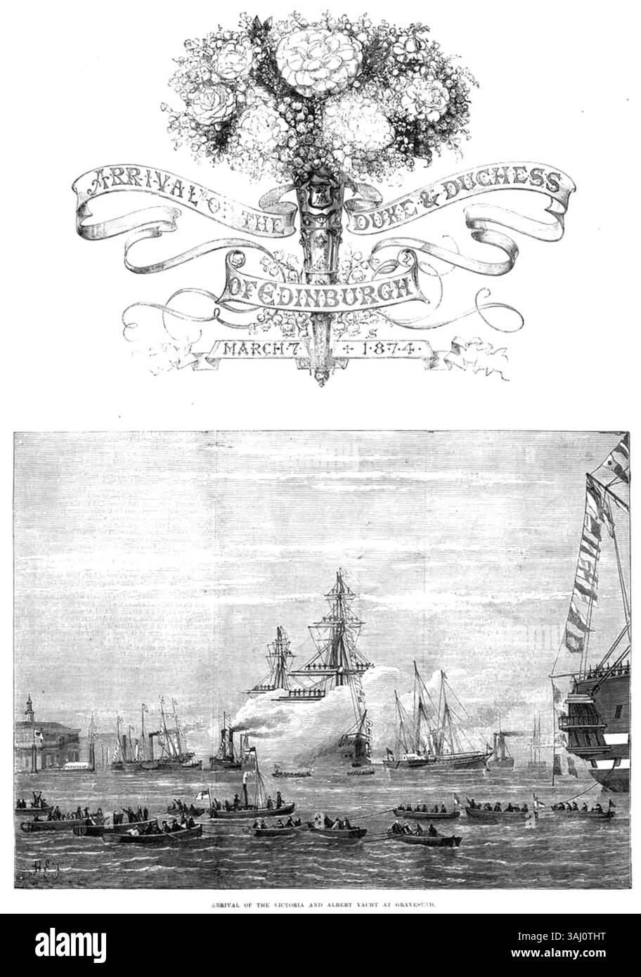 Un'illustrazione del 1874 del The Illustrated London News raffigurante il matrimonio di Maria Alexandrovna e il duca di Edimburgo. Il matrimonio è mostrato come un evento reale significativo del tempo. Foto Stock