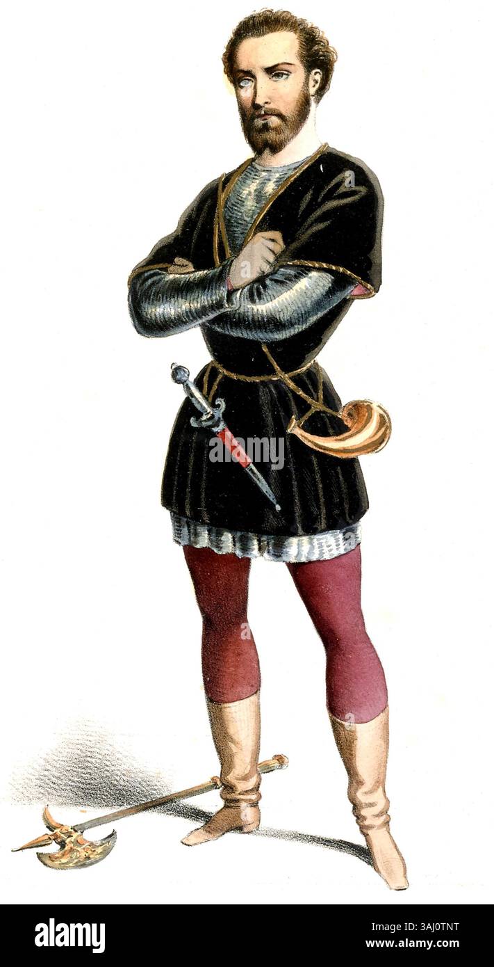 Questa litografia di Alexandre Lacauchie del 1847 ritrae Gustave Roger nel ruolo di Loredan nel secondo atto di Auber *Haydée*, catturando l'intensità drammatica del secondo atto dell'opera. Foto Stock