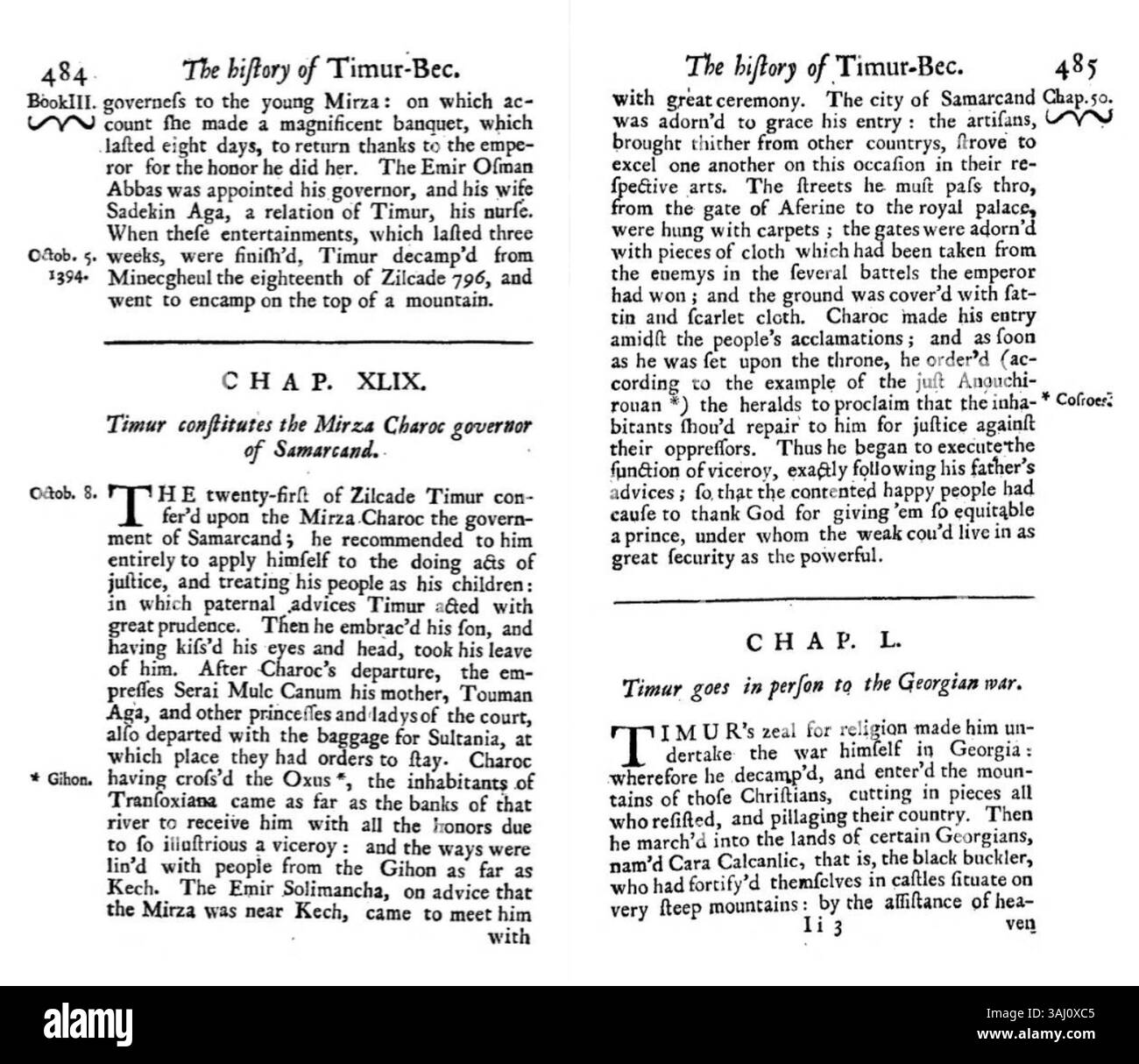 L'ingresso di Shah Rukh a Samarcanda come nuovo governatore l'8 ottobre 1394 è un momento cruciale nel consolidamento del suo governo dopo la morte di Tamerlano. Questo evento simboleggia l'istituzione dell'autorità di Shah Rukh in Asia centrale, continuando il dominio politico e culturale dei timuridi nella regione. Foto Stock