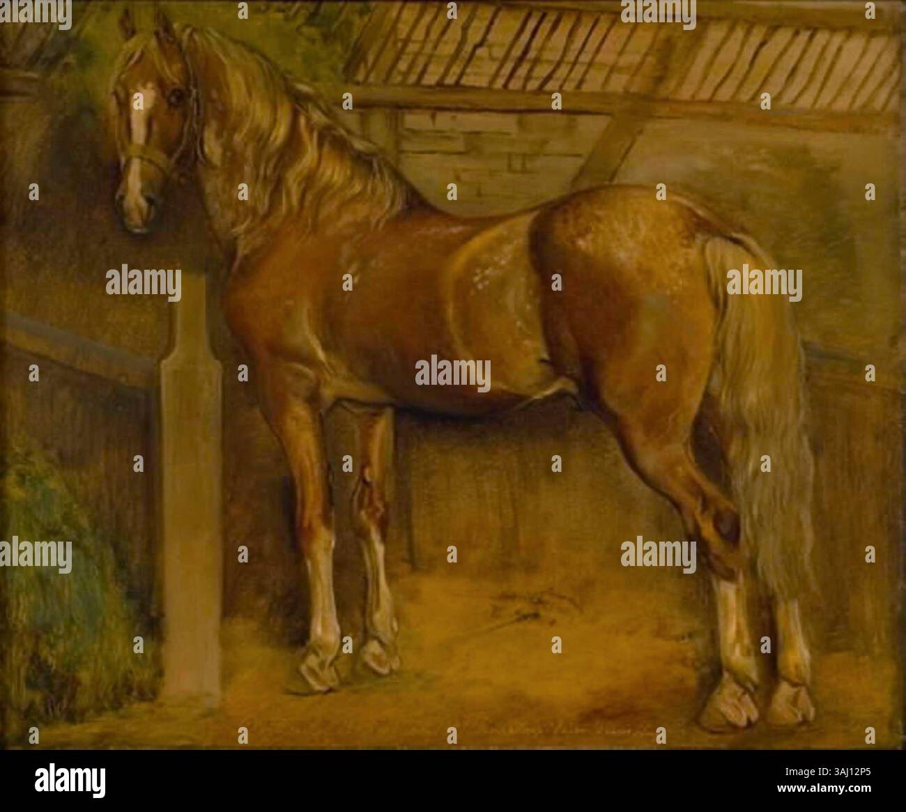 Un dipinto del 1847 di Johan Thomas Lundbye di un cavallo sedicenne Knabstrup, che mostra l'interesse dell'artista a catturare la grazia e il potere degli animali nel suo stile naturalistico. Foto Stock