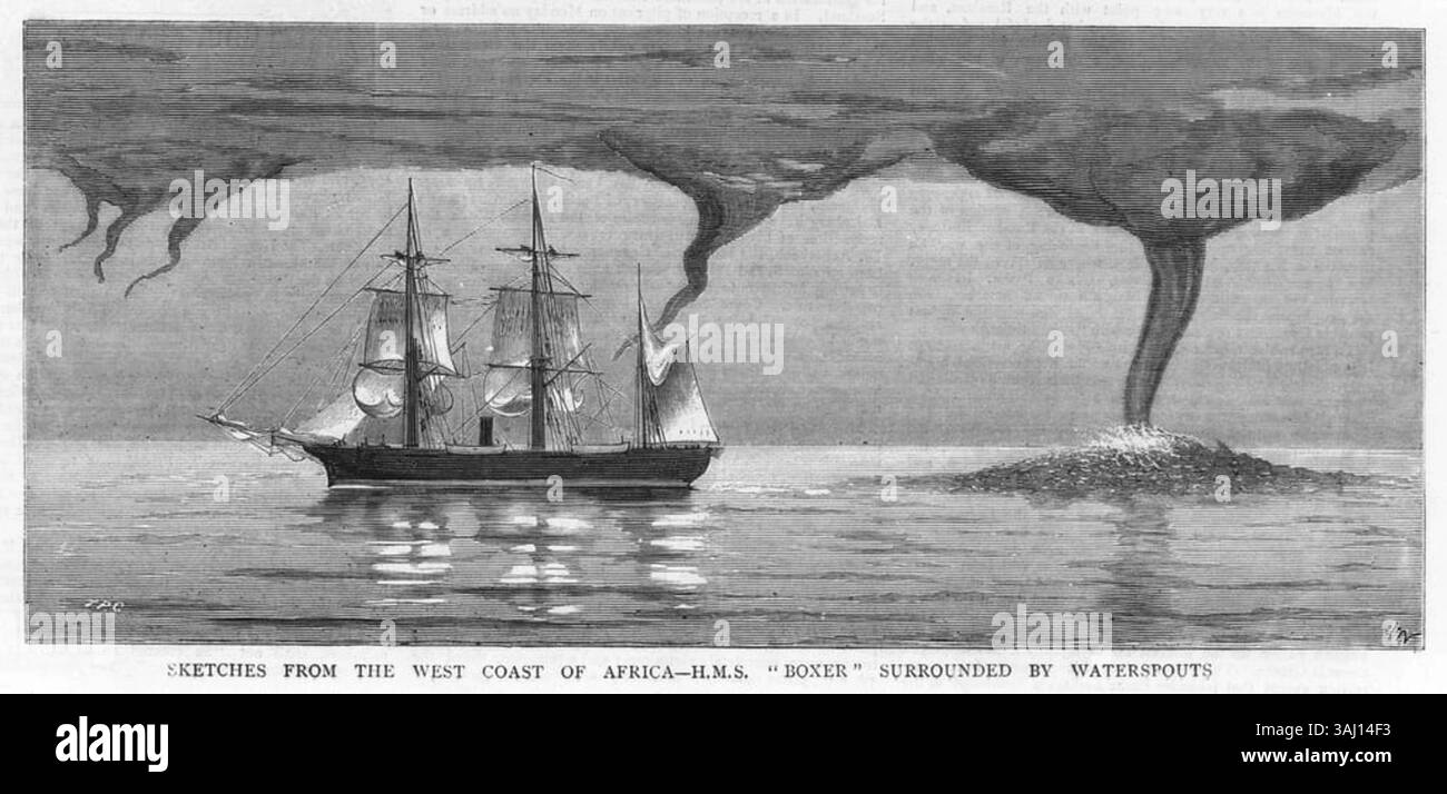 Questa illustrazione, pubblicata su The Graphic il 30 marzo 1878, mostra la HMS Boxer circondata da sponde al largo della costa occidentale dell'Africa. Fu creato da Joseph Nash e inciso da T.P.C. Foto Stock