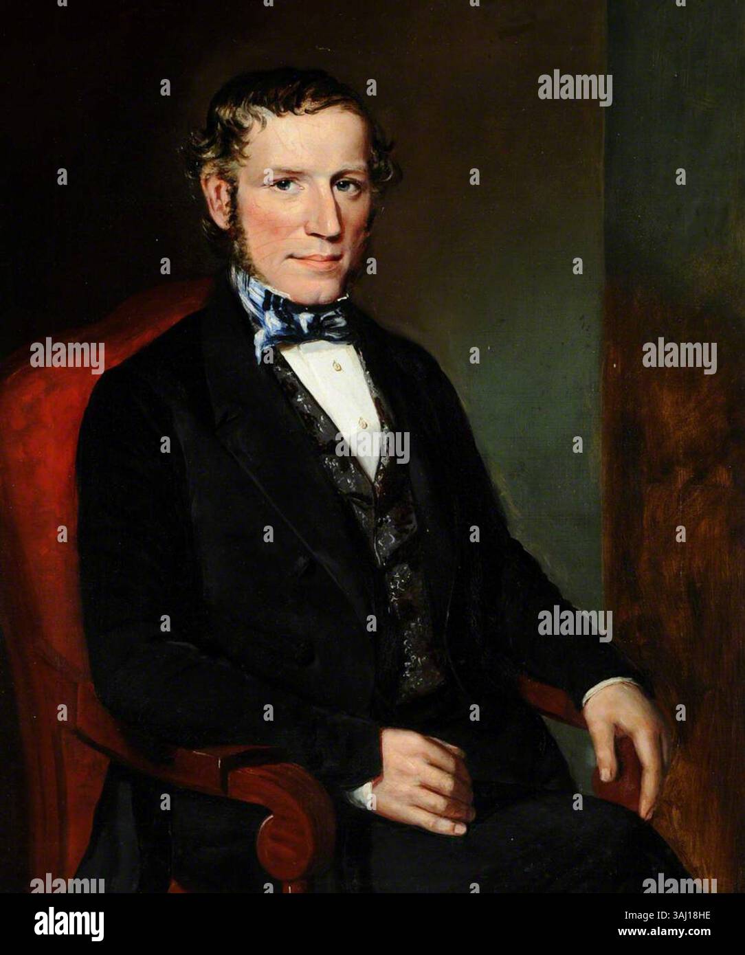 Questo ritratto del 1850-1860 raffigura il signor Hammerton, il prozio della signorina W.B. Walker. L'opera d'arte a olio su tela mostra il suo aspetto dignitoso in uno stile vittoriano formale. Foto Stock