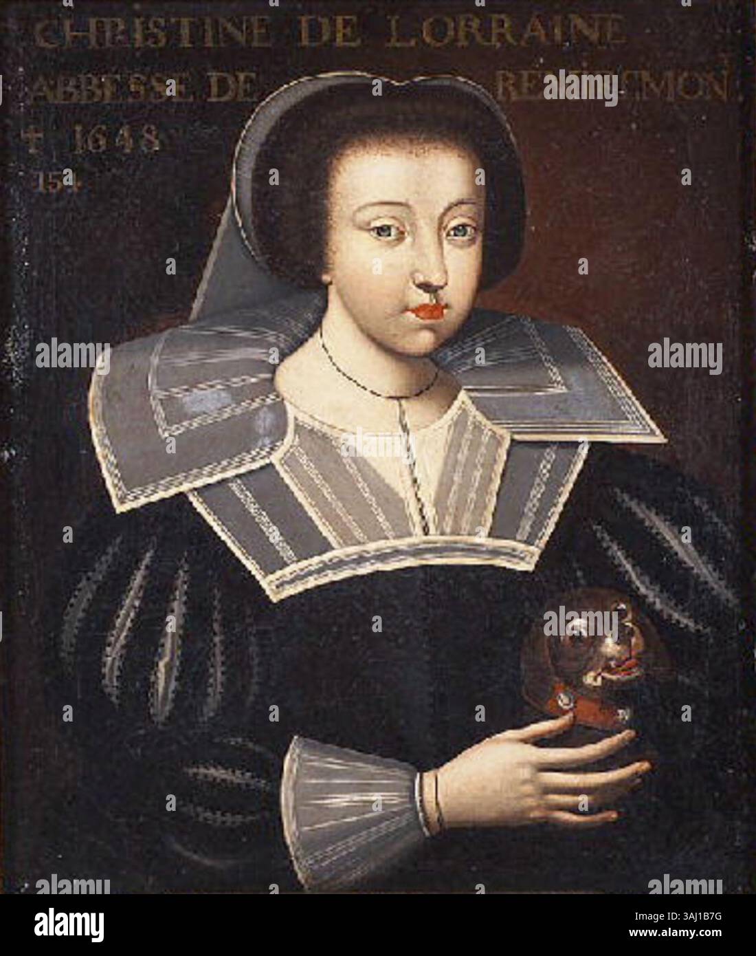 Un ritratto del XVII secolo di Caterina di Lorena, badessa di Remiremont, dipinto da un artista non identificato. L'opera è ospitata nel Musée Louis-Philippe. Foto Stock