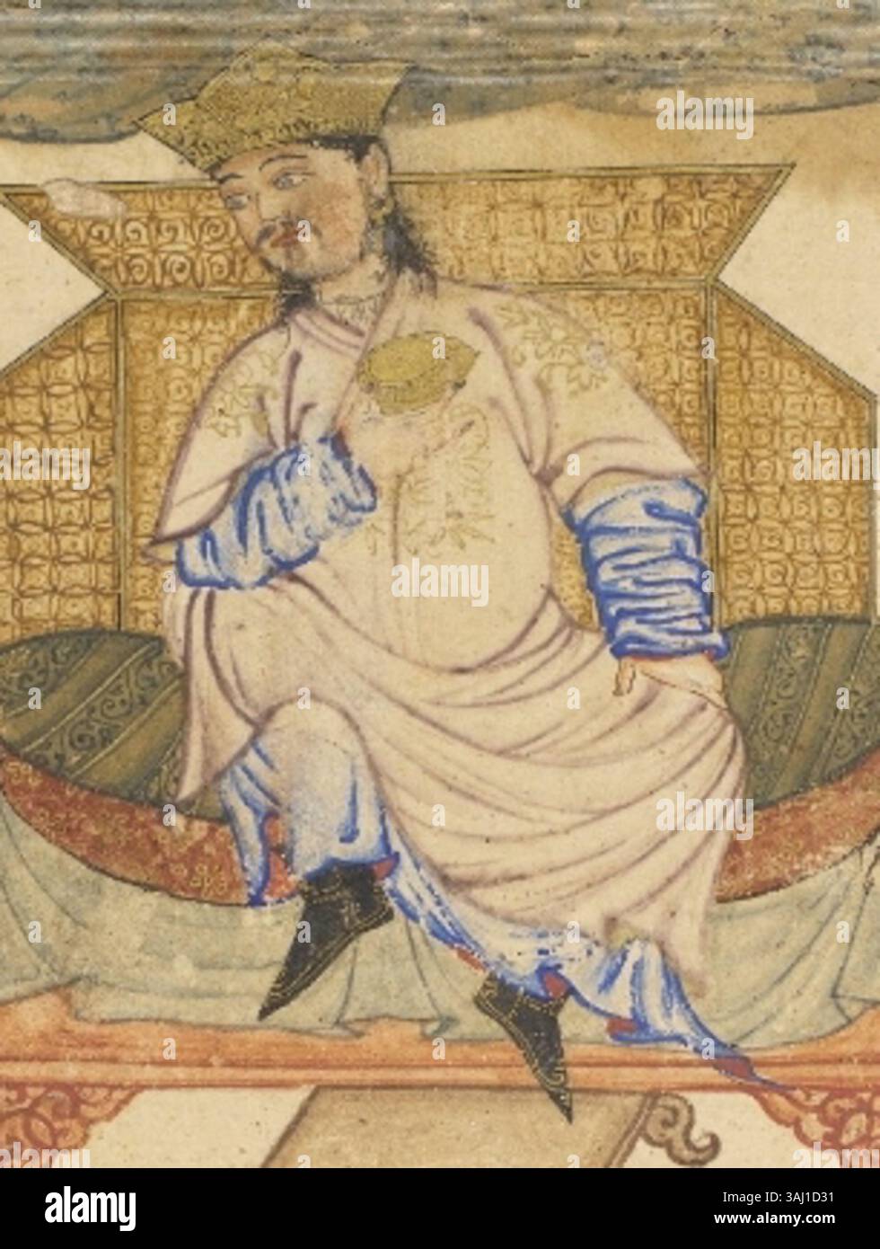 Pittura in miniatura raffigurante l'incoronazione di Ahmad Sanjar dal manoscritto "Jami" al-Tawarikh" di Rashid al-DIN Hamadani, creato intorno al 1315. Si tiene presso la Biblioteca dell'Università di Edimburgo. Foto Stock