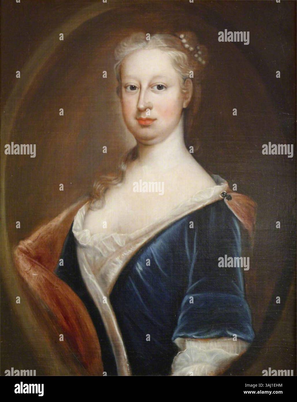 Un ritratto di Mary Scrope, dipinto da un anonimo artista inglese tra il 1735 e il 1740. Il dipinto cattura la sua somiglianza in una posa formale e dignitosa, riflettendo il suo status. Foto Stock