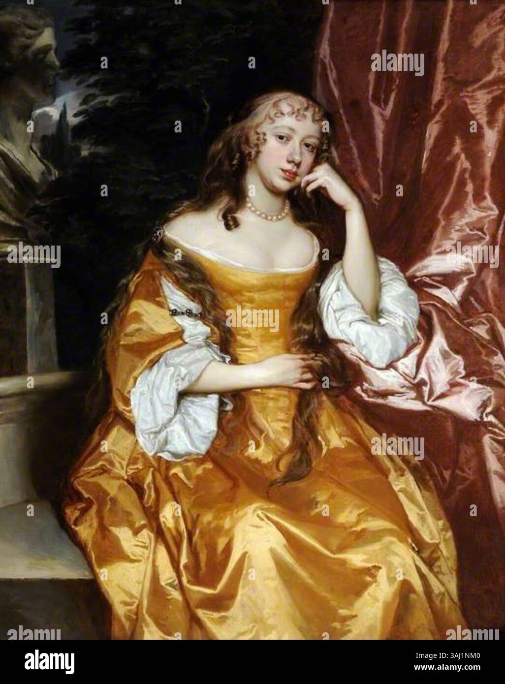 Un ritratto del 1664 di Margaret Brooke, successivamente Lady Denham, dipinto da Peter Lely. L'olio sul pannello fa parte della collezione Cook. Foto Stock