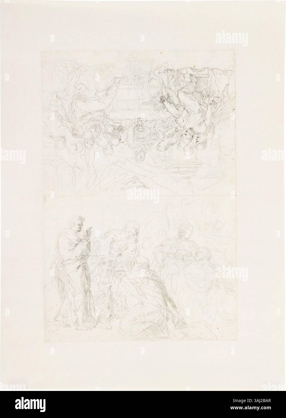 Un altro doppio album Leaf di Mateo Cerezo, con "The Last Supper" e "Adoration". Questi studi sul gesso nero facevano parte della collezione Apelles e vendettero all'asta di Sotheby nel 2021. Foto Stock