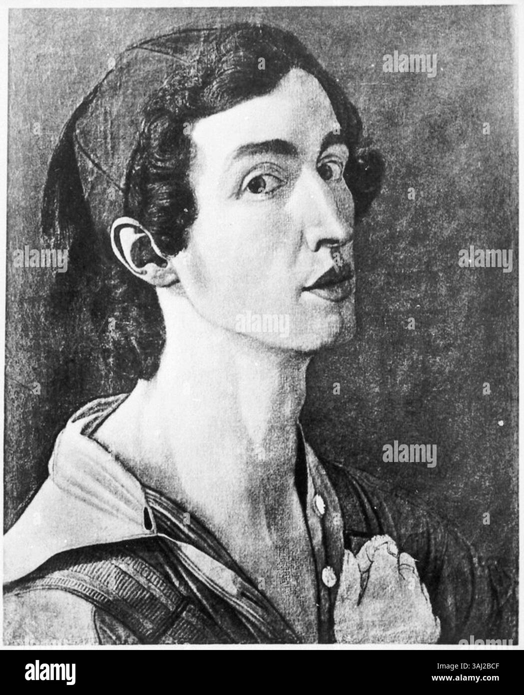L'autoritratto di Victor Emil Janssen, creato nel XIX secolo, faceva parte della collezione Hamburger Kunsthalle e tragicamente distrutto in un incendio del 1931 durante una mostra a Monaco di Baviera. L'incendio distrusse completamente l'edificio, comprese molte opere d'arte. Foto Stock