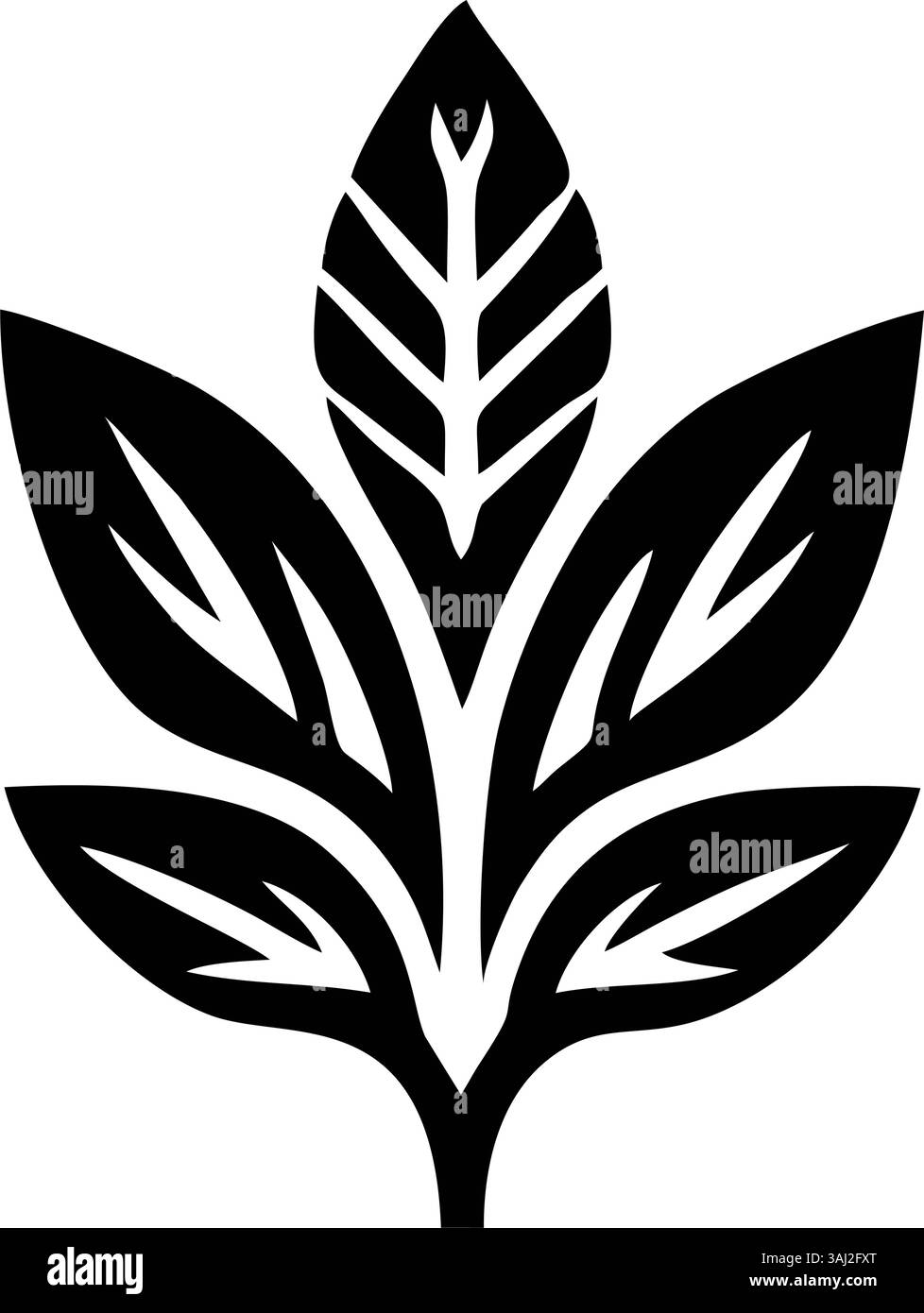 Design decorato con foglie bianche e nere Illustrazione Vettoriale
