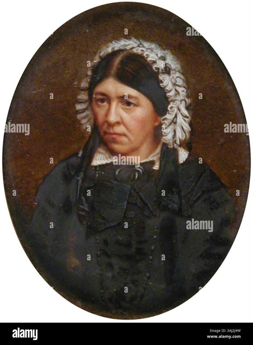 Questo ritratto del 1860 di Mary Ann Christy, dipinto da un ignoto artista britannico, la cattura in una posa formale. L'olio su carta riflette la tradizione della metà del XIX secolo della ritrattistica domestica. Foto Stock