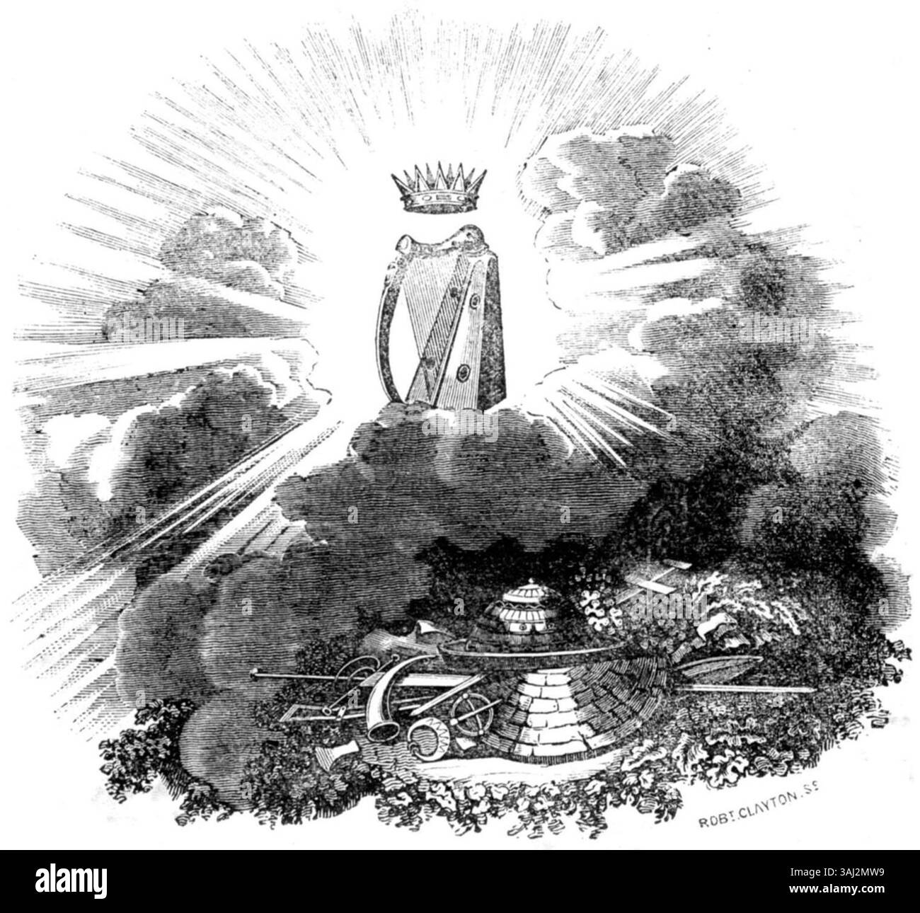 The Symbols of Ireland, come descritto nel Dublin Penny Journal, esplora i simboli storici e culturali della nazione, rafforzando l'identità e l'orgoglio nazionale dell'Irlanda. Foto Stock