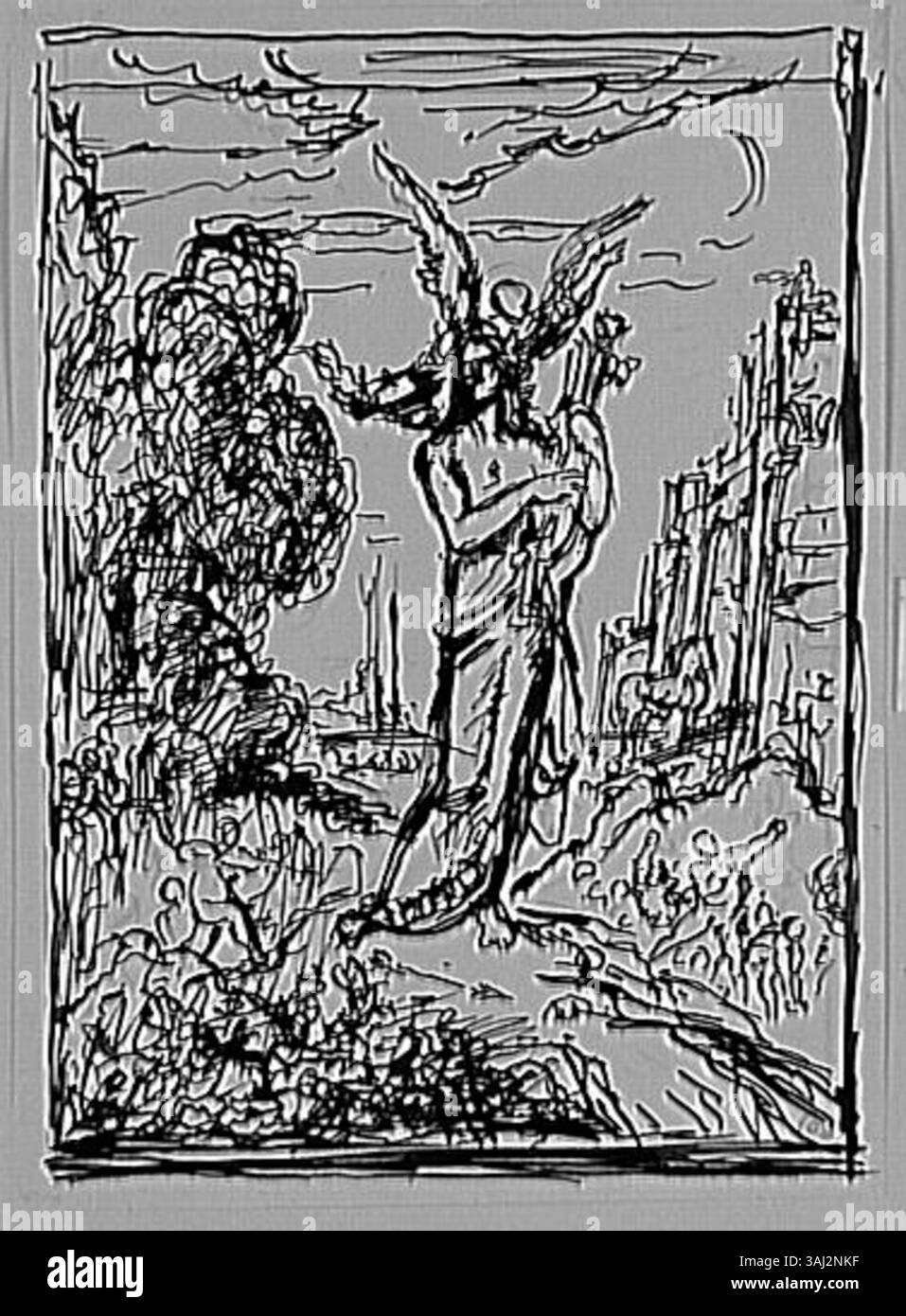 Questo studio di Gustave Moreau serve come pezzo preparatorio per la sua opera 'contro quelli con gusto difficile'. Creato tra il 1850 e il 1895, il pezzo mette in mostra l'esplorazione dell'espressione artistica di Moreau e l'interpretazione di temi impegnativi. Fa parte della collezione del Musée Gustave Moreau. Foto Stock