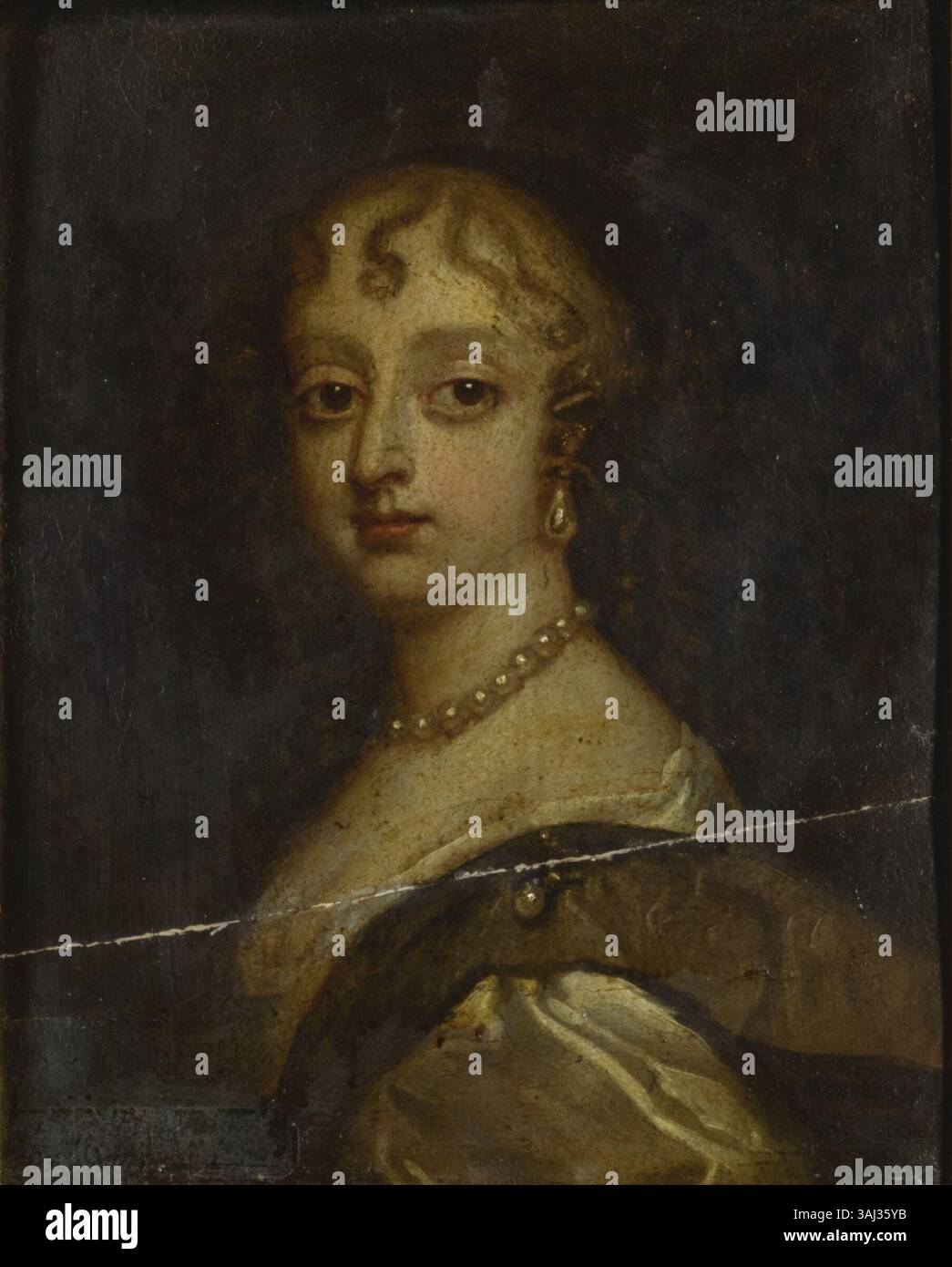 Un ritratto del XVII secolo di un seguace di Sir Anthony Van Dyck, raffigurante Lady Jean Keith, la moglie di Alexander, i Lord Forbes di Pitsligo. Il dipinto cattura la sua mezza lunghezza in un abito marrone con perle, riflettendo l'influenza di Van Dyck. Foto Stock