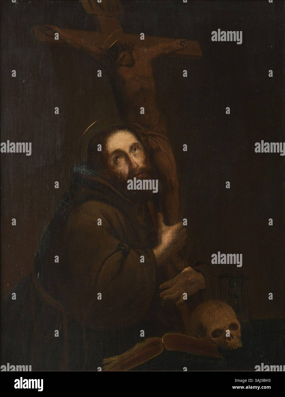 Il dipinto di Mihael Stroj del 1843 di San Francesco d'Assisi cattura la profonda spiritualità e il legame del santo con la natura. Fa parte della collezione del Museo sloveno del cristianesimo. Foto Stock