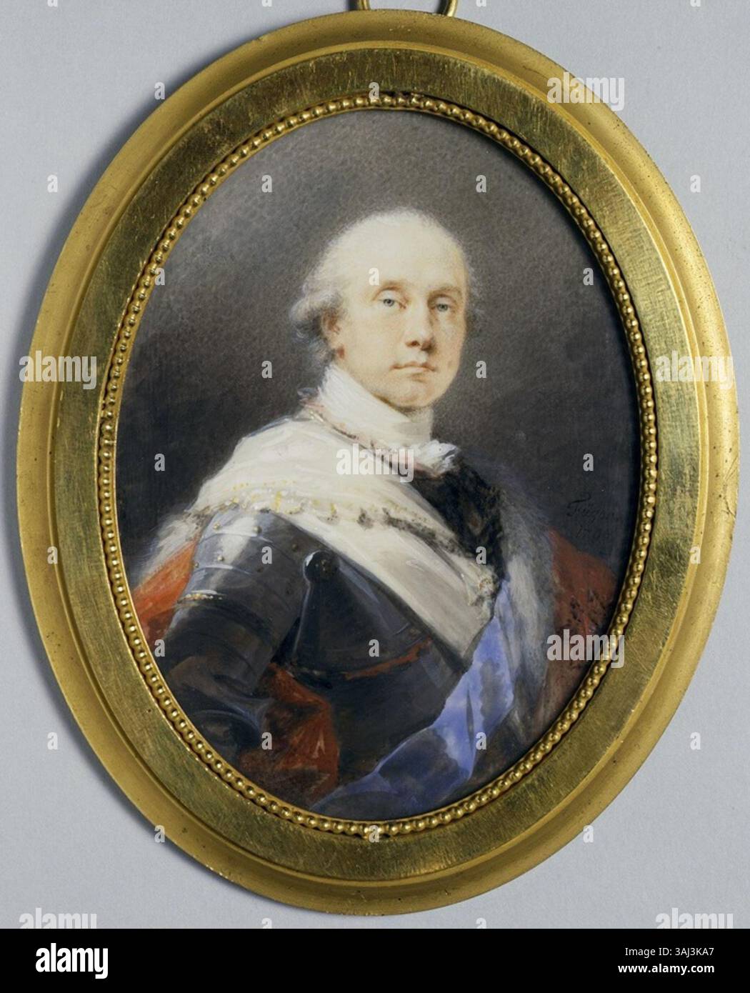 Questo ritratto di Carlo Enrico di Nassau-Siegen (1743-1808) fu creato da Heinrich Füger nel 1790. Raffigura il figlio di Maximilian de Nassau-Siegen in un guazzo su osso e miniatura di bronzo. Il pezzo è ospitato nel Museo dell'Hermitage. Foto Stock