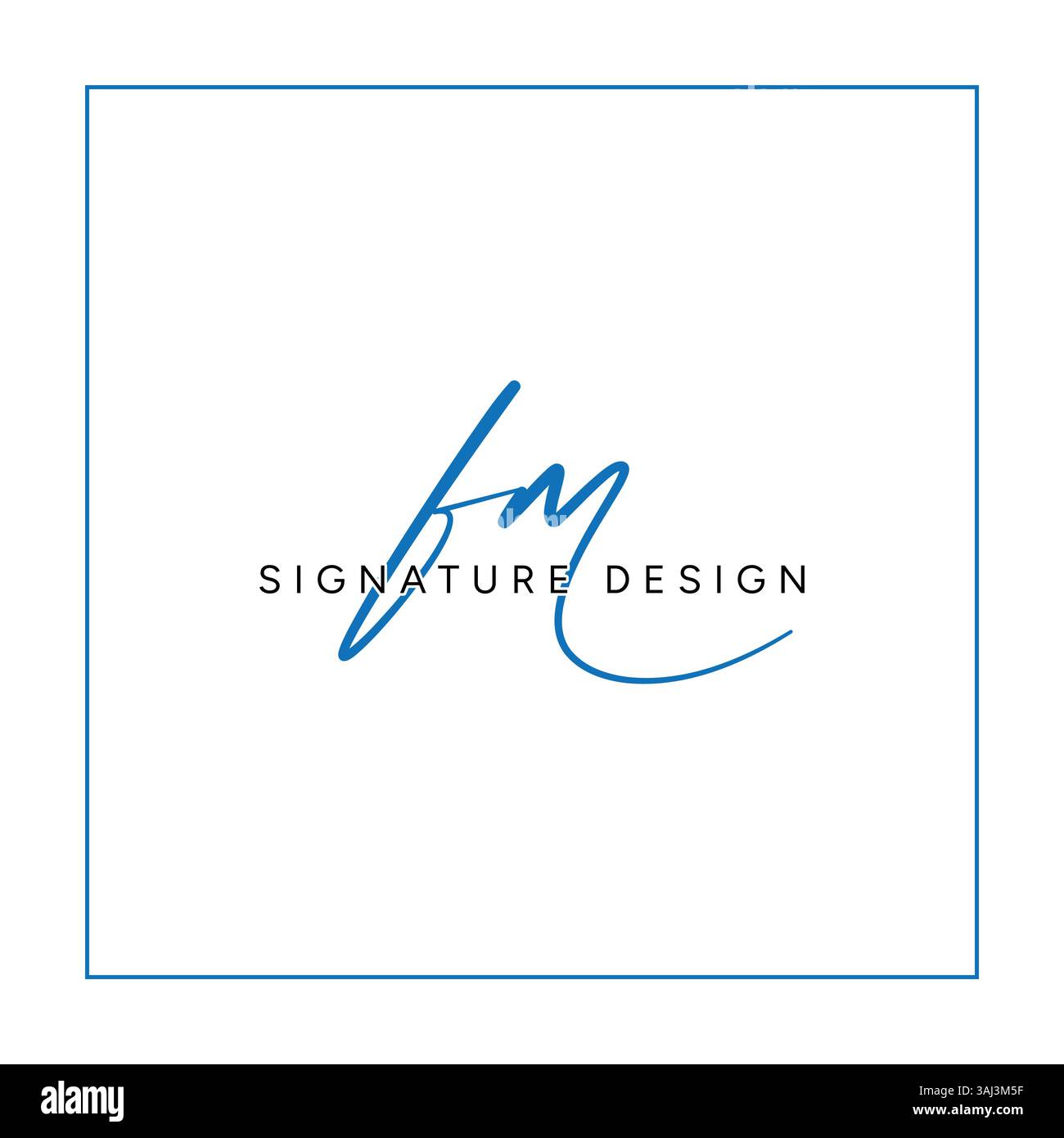 Logo Simple Signature per Alphabet FM - firma scritta a mano per la fotografia e il business della moda Illustrazione Vettoriale