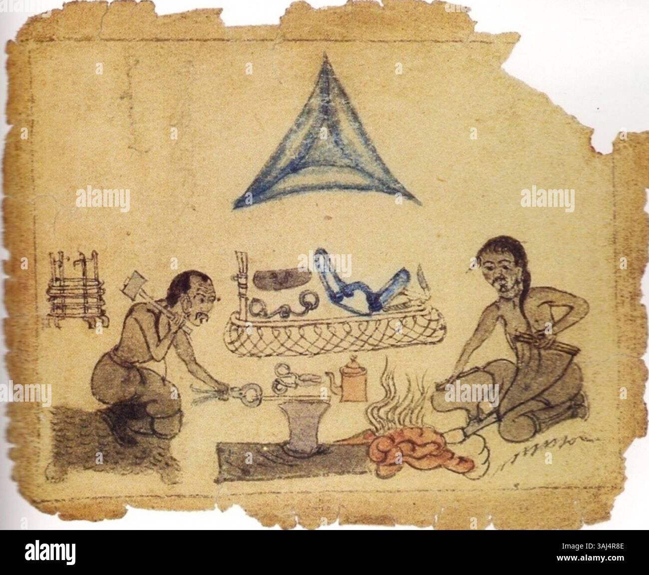 I governanti mongoli, spaventati dalle rivolte, impiegavano fabbri vassalli turchi, che erano per lo più di origine turca e di fede cristiana. Questi individui furono presi da bambini e cresciuti per servire come guerrieri durante il dominio mongolo tra il 1250 e il 1517. Foto Stock