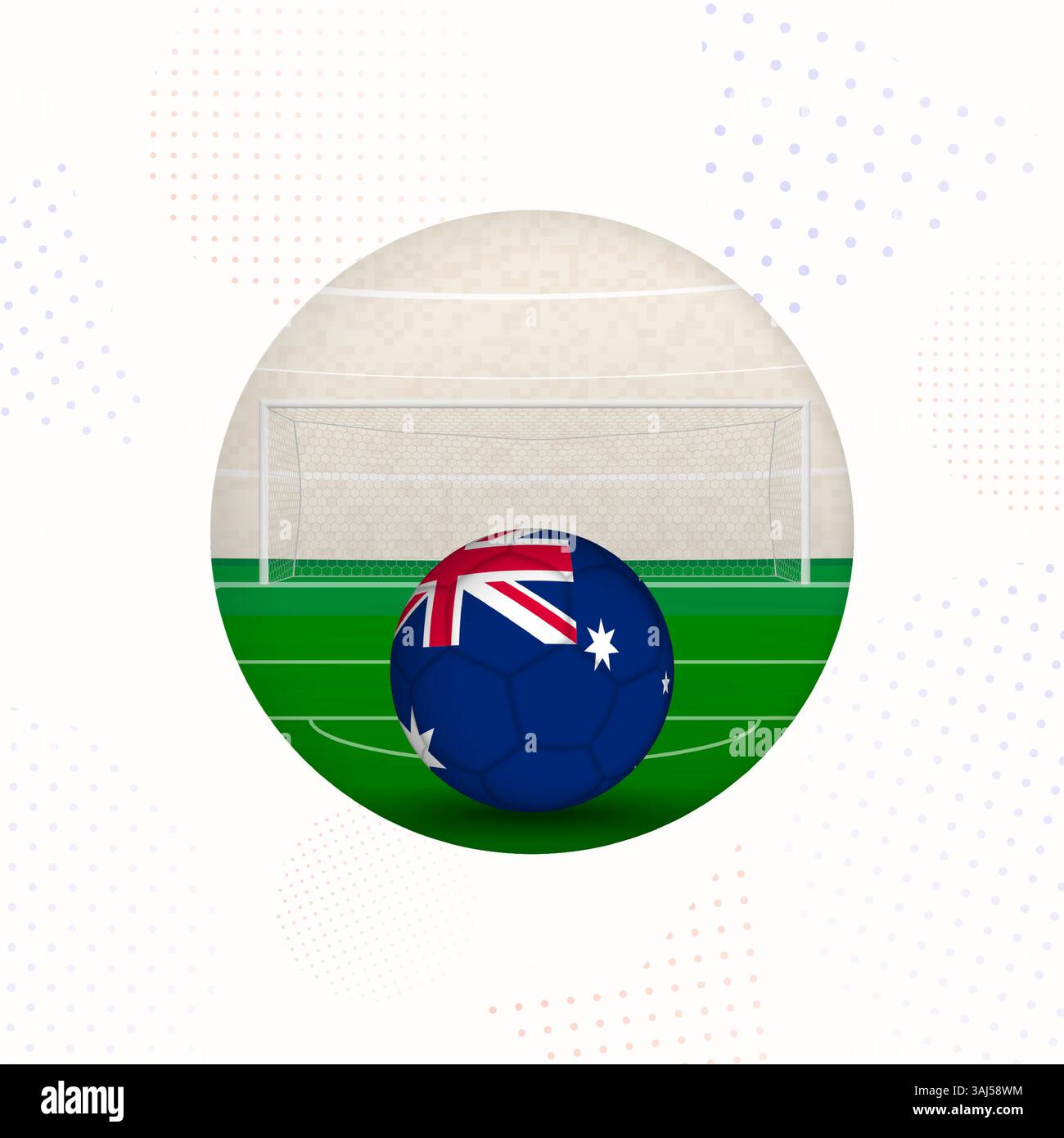 Australia Flag Football Image for Sports Promotions, Australia Soccer Ball Ready for Kickoff. Perfetto per design sportivi e tornei di calcio Illustrazione Vettoriale
