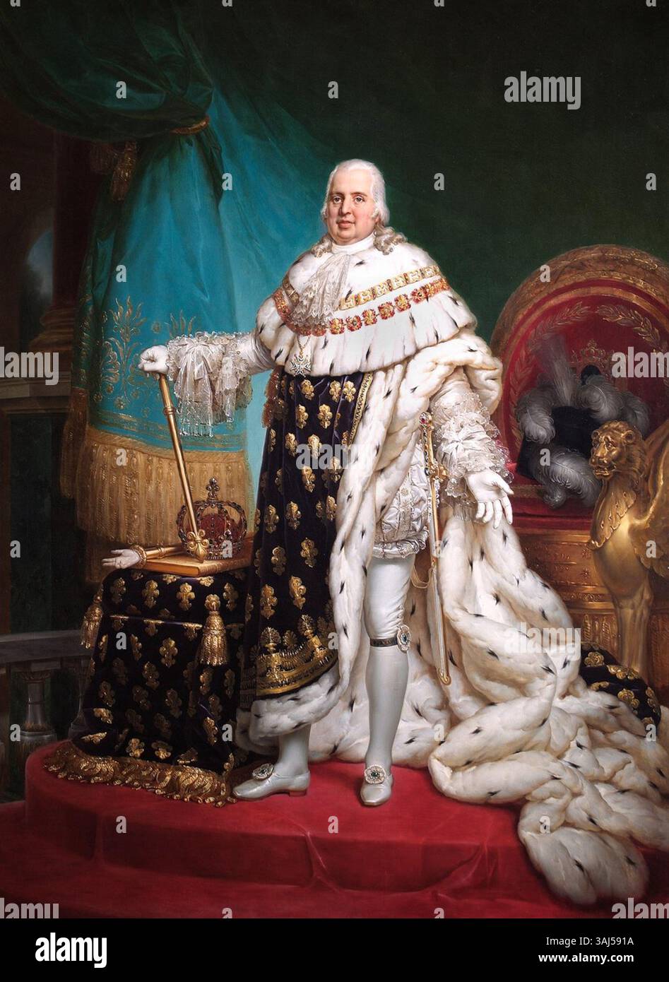 Ritratto di Luigi XVIII di Francia, dipinto da Francesco Gérard nel 1824, esposto ad Apsley House. Il dipinto cattura la somiglianza del re di Francia, che regnò dal 1814 al 1824. Foto Stock