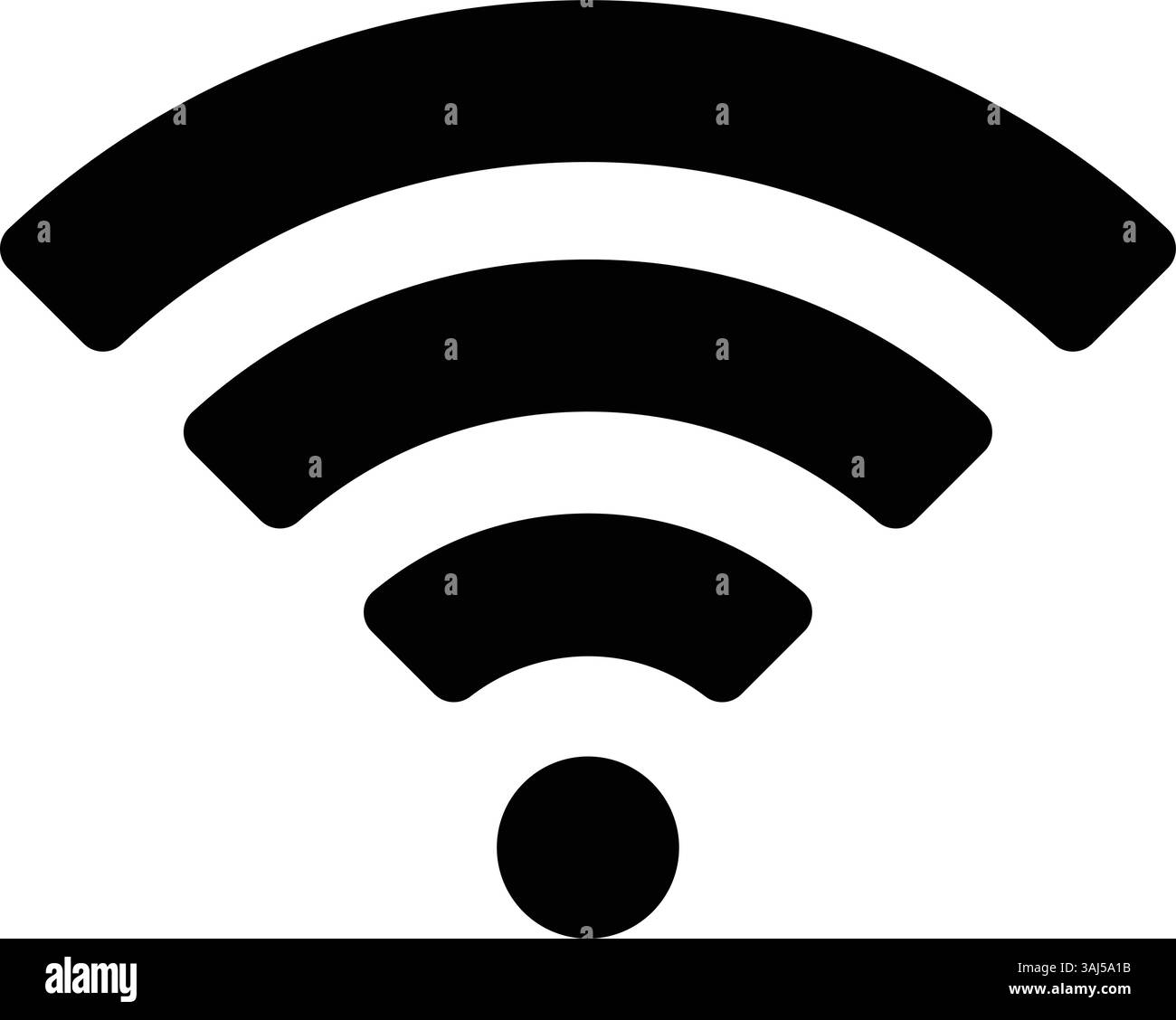 Vettore icona segnale WiFi – simbolo di connessione Internet wireless in nero isolato su sfondo bianco Illustrazione Vettoriale