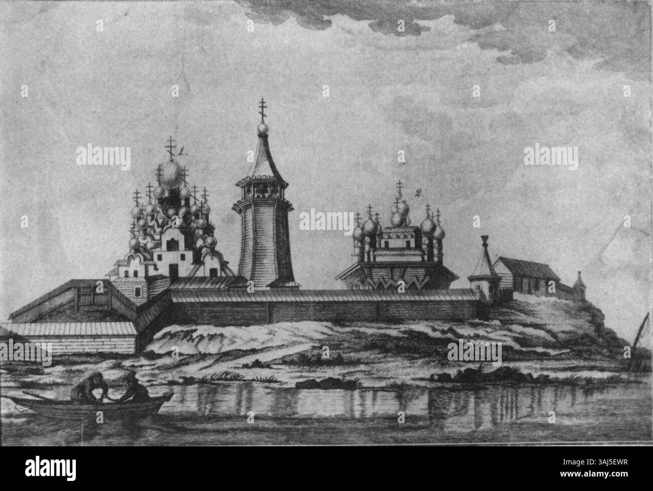 Questa incisione, datata 1792 e attribuita a Ozeretskovsky-Kizhi, offre una dettagliata rappresentazione dell'architettura o dei paesaggi russi, facendo riferimento a stili del XVII secolo. Il suo valore storico risiede nella sua rappresentazione della cultura russa. Foto Stock Questa incisione, datata 1792 e attribuita a Ozeretskovsky-Kizhi, offre una dettagliata rappresentazione dell'architettura o dei paesaggi russi, facendo riferimento a stili del XVII secolo. Il suo valore storico risiede nella sua rappresentazione della cultura russa. Foto Stock