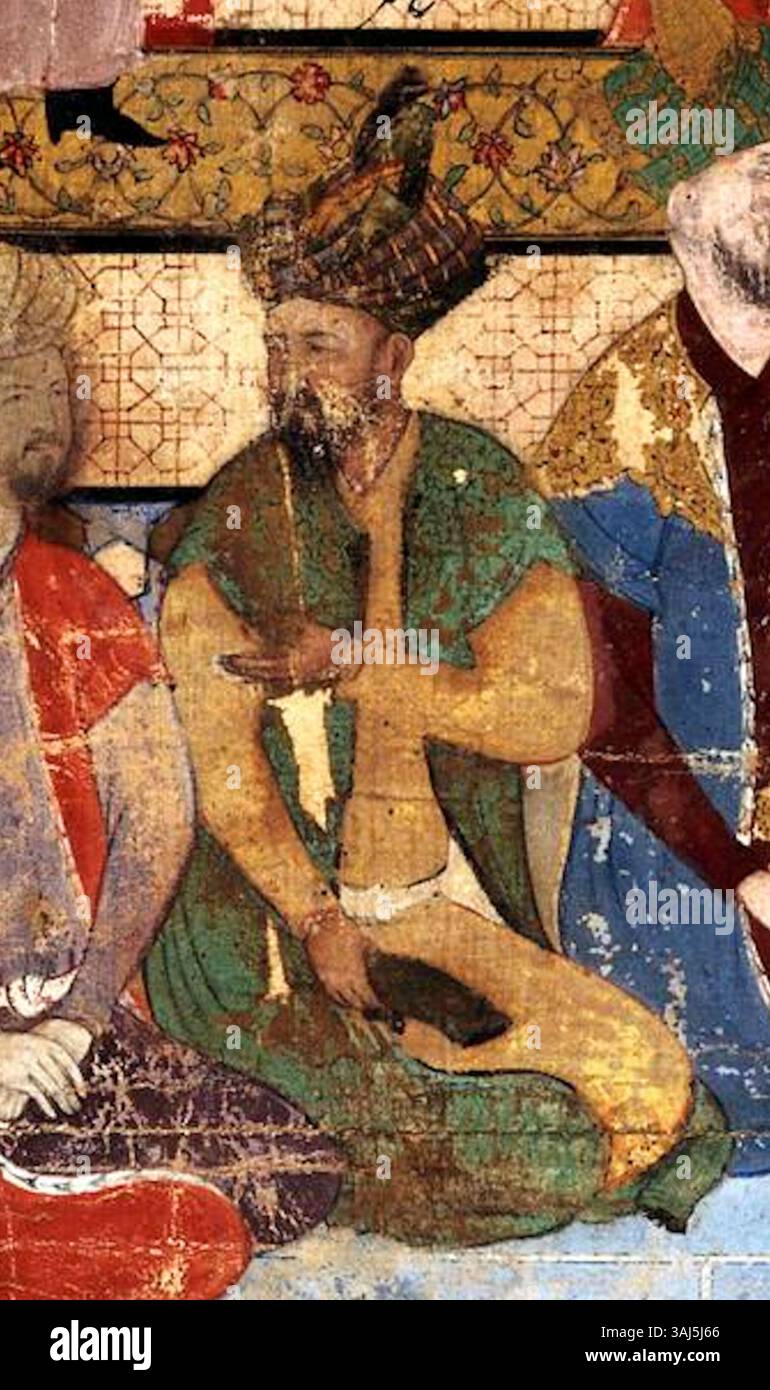 Questo ritratto di Umar Shayk Mirza II, dipinto tra il 1550 e il 1555, fa parte della serie "i principi della Casa di Timur", che mostra questo principe timuride in modo regale e dignitoso. Foto Stock