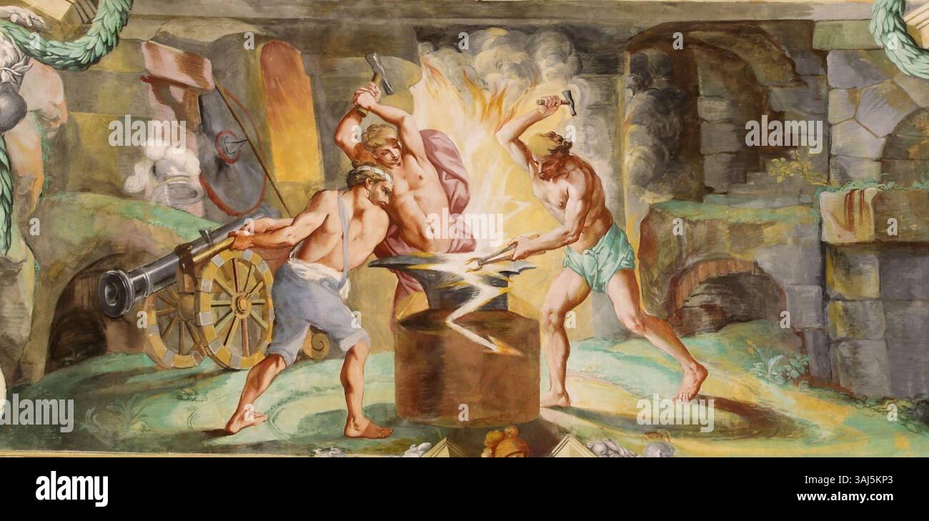 Hefajst, un dipinto di Karel Remb del 1703, ritrae il dio greco Efesto. L'opera è notevole per la sua rappresentazione del dio nel contesto degli stili artistici europei dell'inizio del XVIII secolo. Foto Stock