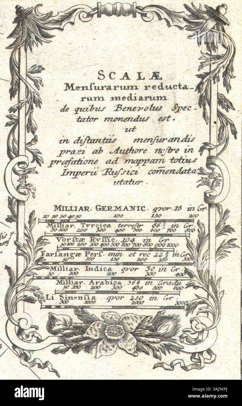 Una mappa degli eredi Homann del 1744 dell'Asia con un cartiglio in scala floreale. Questa mappa copre il continente asiatico, incluse le Indie Orientali, ed è progettata utilizzando dati geografici accurati e una proiezione metodica. Foto Stock