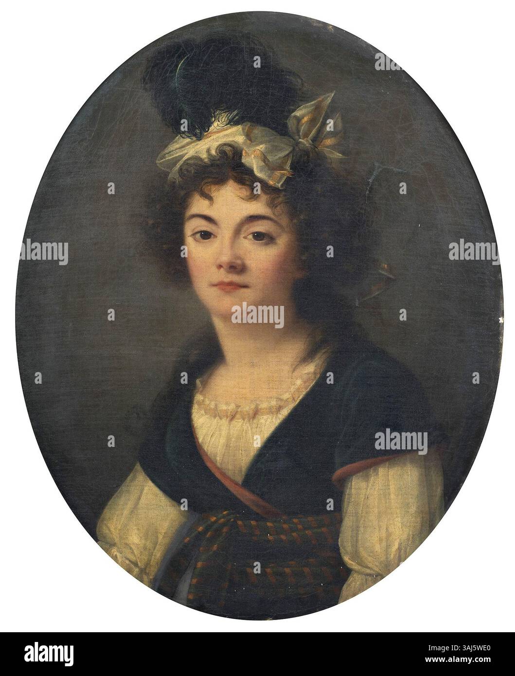 Portrait de femme en buste, attribuito ad Adèle Romany (1769-1846), dipinto tra il 1794 e il 1797. L'olio su tela, di 76 x 62 cm, è ospitato nel Musée Jacquemart-André di Parigi. Il ritratto rappresenta una donna alla moda della fine del XVIII secolo. Foto Stock
