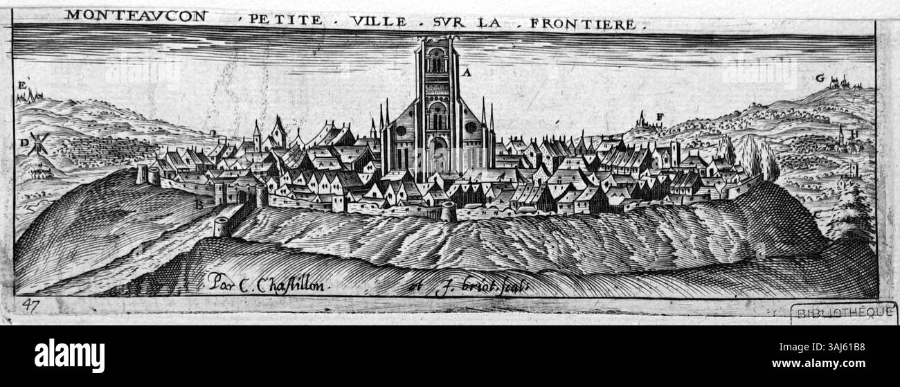 Questa edizione di incisioni di Claude Chastillon, risalente prima del 1905, presenta le opere della sua serie, che mostrano le incisioni dettagliate dell'artista nel suo stile distinto. Foto Stock