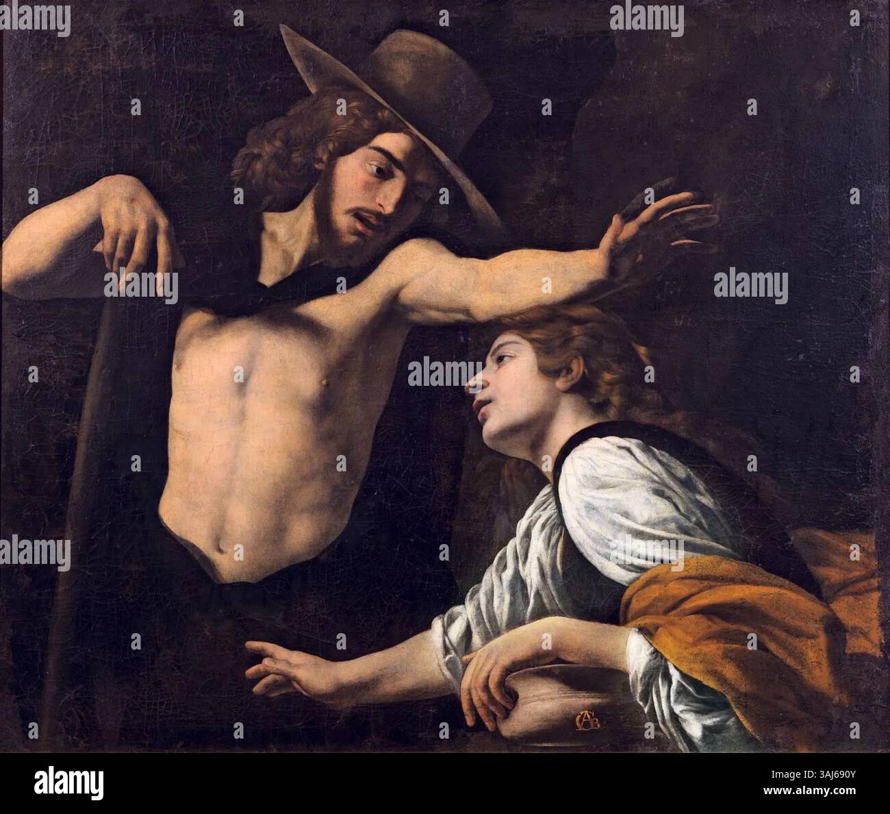 Il dipinto *noli me tangere* di Battistello Caracciolo del 1618-1620 raffigura una scena biblica dell'incontro di Maria Maddalena con il Cristo risorto. L'opera è conservata nel Museo Civico di Prato. Foto Stock