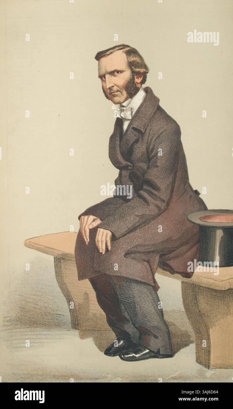 Una caricatura del Rev. Frederick Temple, pubblicata su Vanity Fair il 6 novembre 1869. L'immagine critica umoristicamente la sua nomina a Vescovo nonostante il suo approccio controverso agli argomenti religiosi. Foto Stock