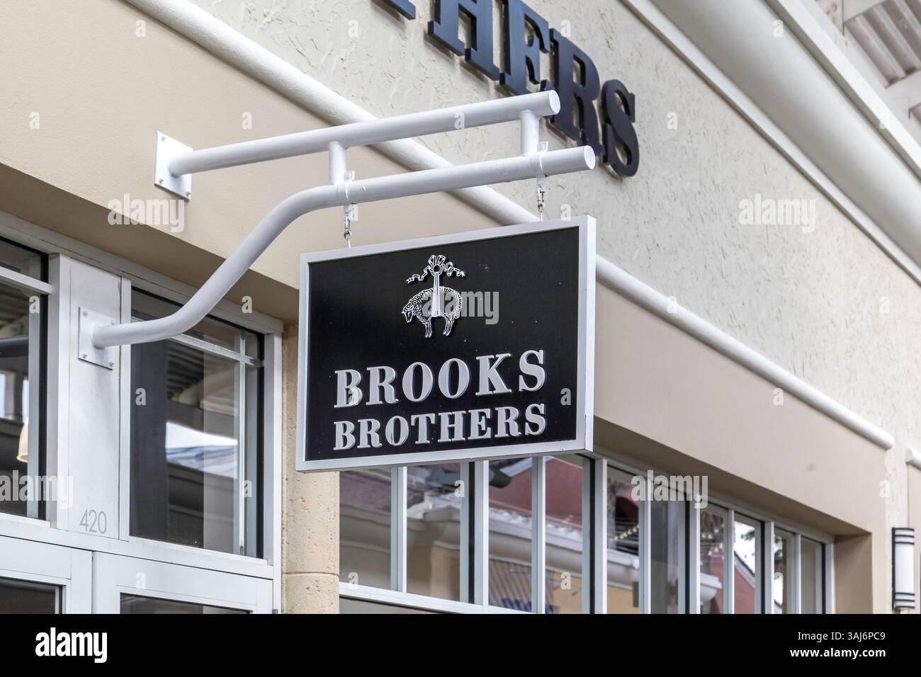 Cartellone per il negozio Brooks Brothers a Orlando, Florida, Stati Uniti. Foto Stock