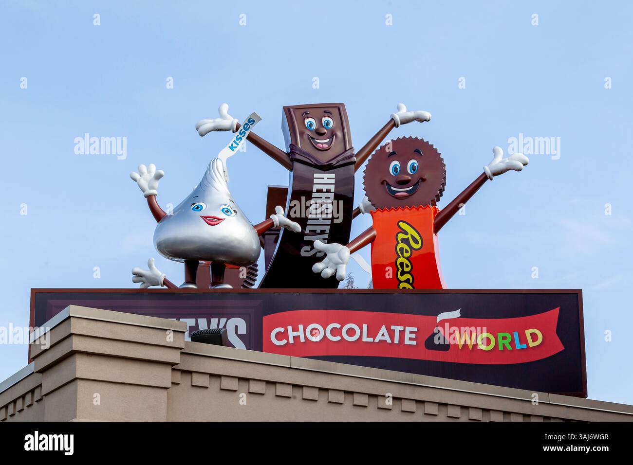 Hershey’s Chocolate World Sign in Pennsylvania, New York, USA. Foto Stock