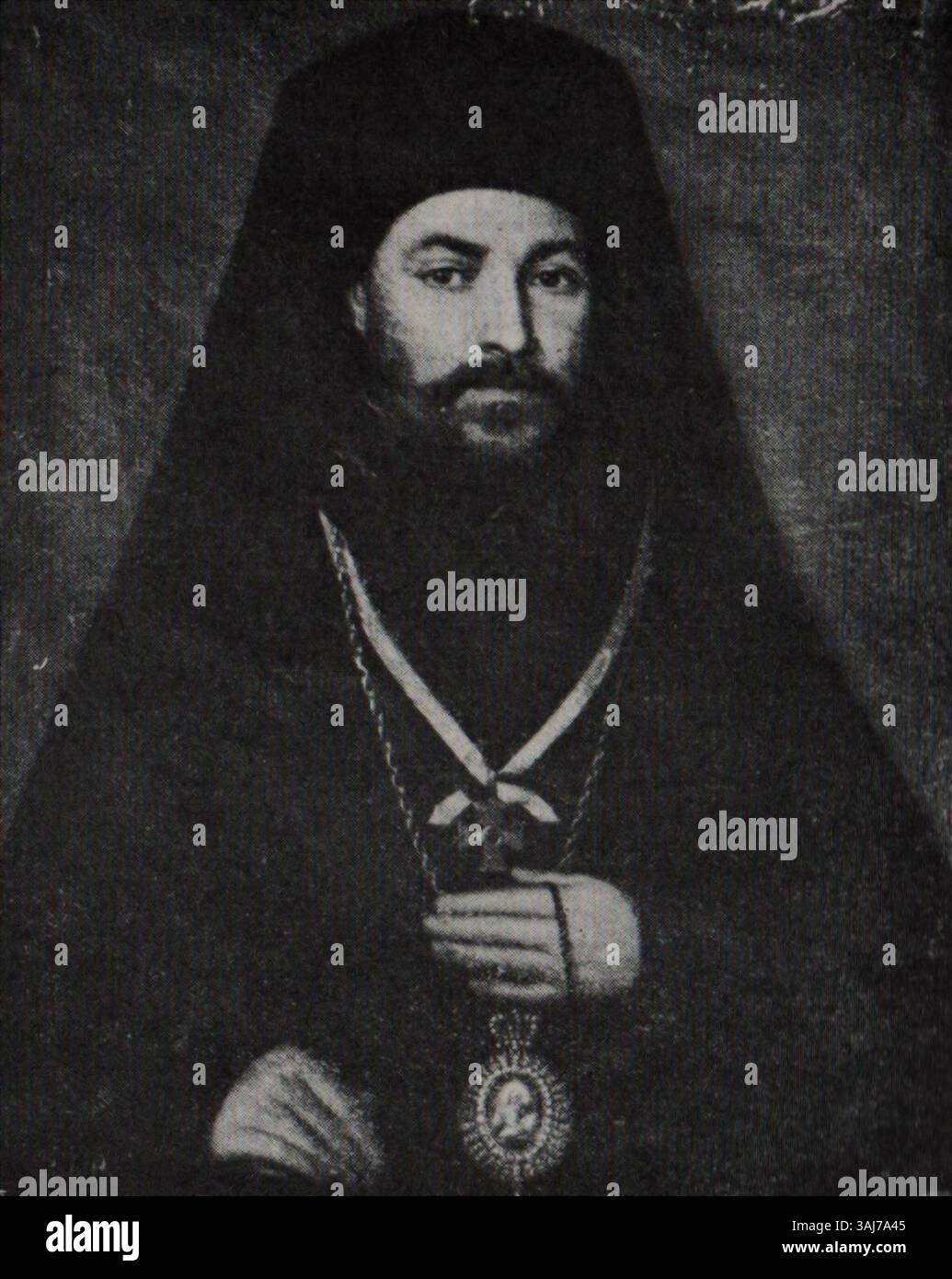 Ritratto di Filoftei, vescovo di Buzău, dipinto da Gheorghe Tattarescu nel 1851. Tattarescu era un importante artista rumeno. Foto Stock