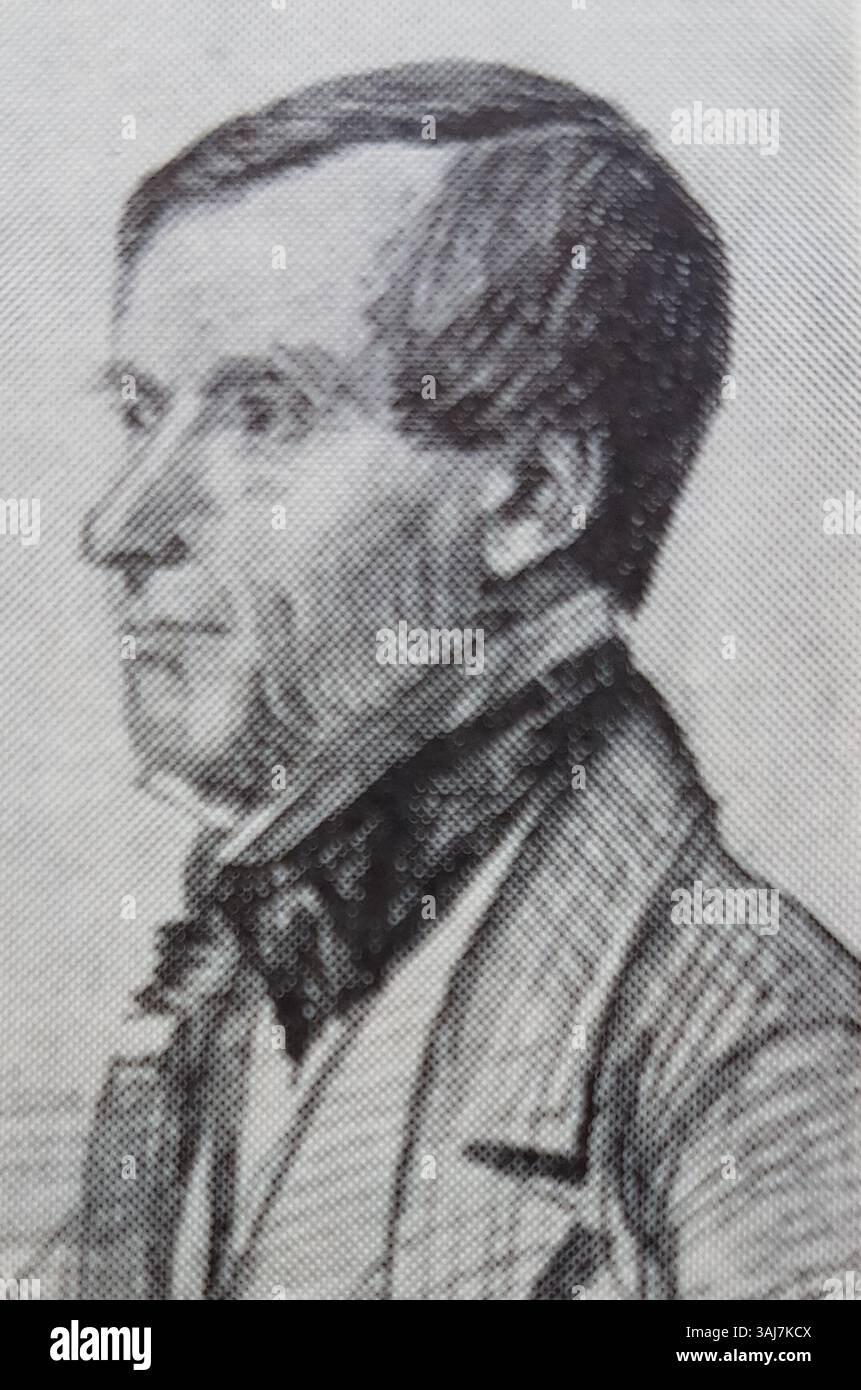 Sven Herlin, come raffigurato in questo disegno del 1861 di Julius Alexis Wetterberg, è catturato in una riproduzione fotografica dettagliata da Allhems Svenskt konstnärslexikon. Foto Stock