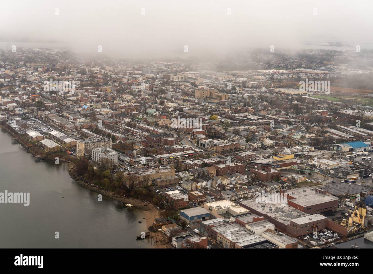 Vista aerea di un'area residenziale di Flushing a New York, Stati Uniti Foto Stock