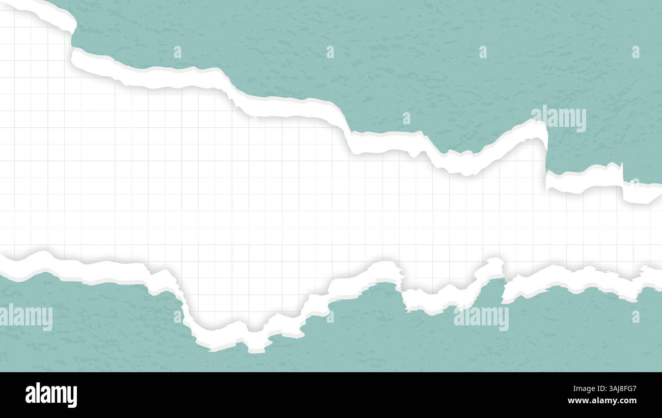 Foglio di carta strappato verde con superficie a scacchi. Sfondo astratto con spazio di testo per banner, brochure, pubblicità, design. Grafica vettoriale Illustrazione Vettoriale