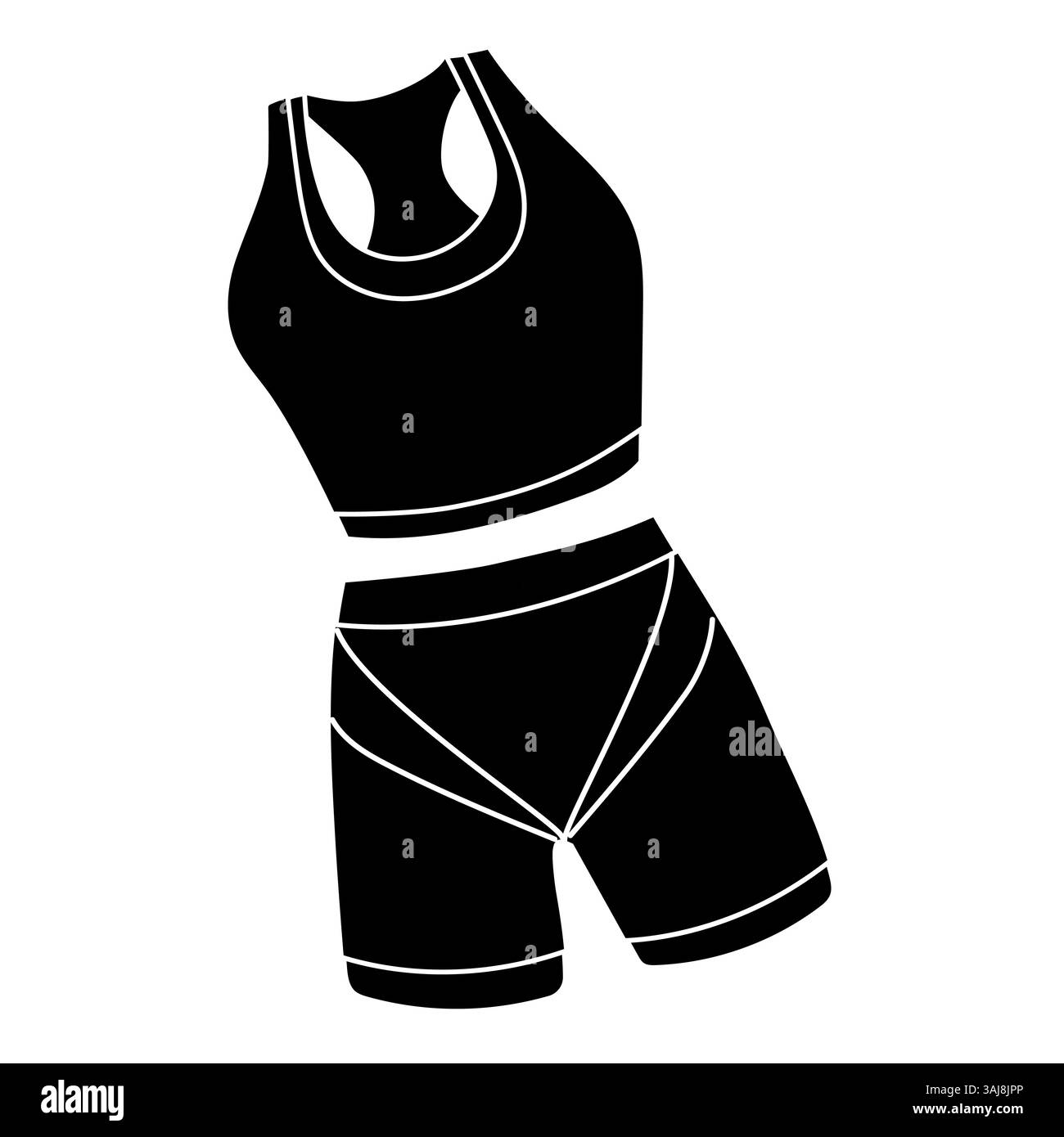 Elegante outfit nero per allenamenti e allenamenti in ambienti fitness Illustrazione Vettoriale