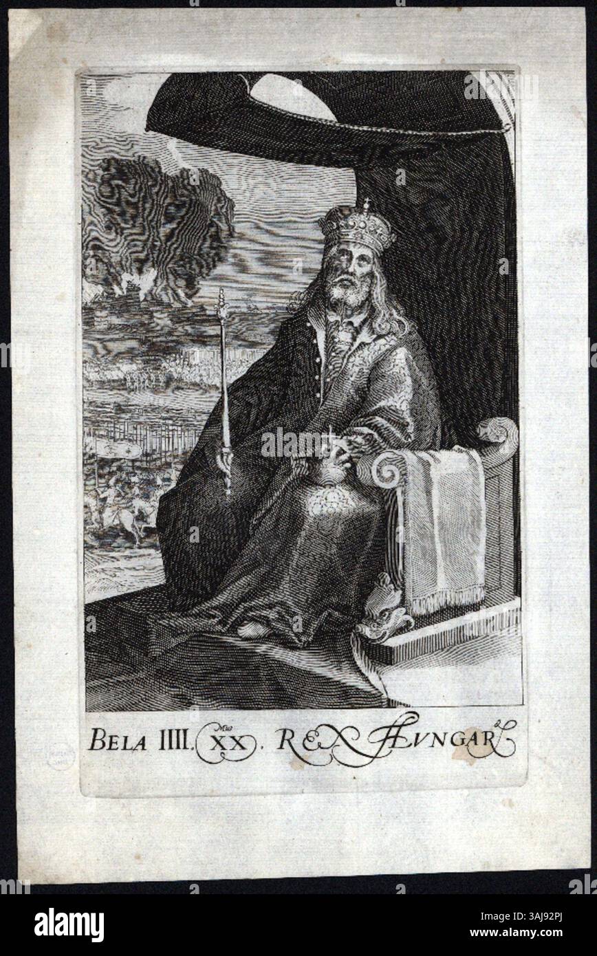 Béla IV fu re d'Ungheria dal 1235 fino alla sua morte nel 1270. È noto soprattutto per aver ricostruito l'Ungheria dopo le invasioni mongole e per aver stabilito un forte sistema feudale. Il suo regno contribuì a stabilizzare e far crescere il regno durante un periodo turbolento. Foto Stock